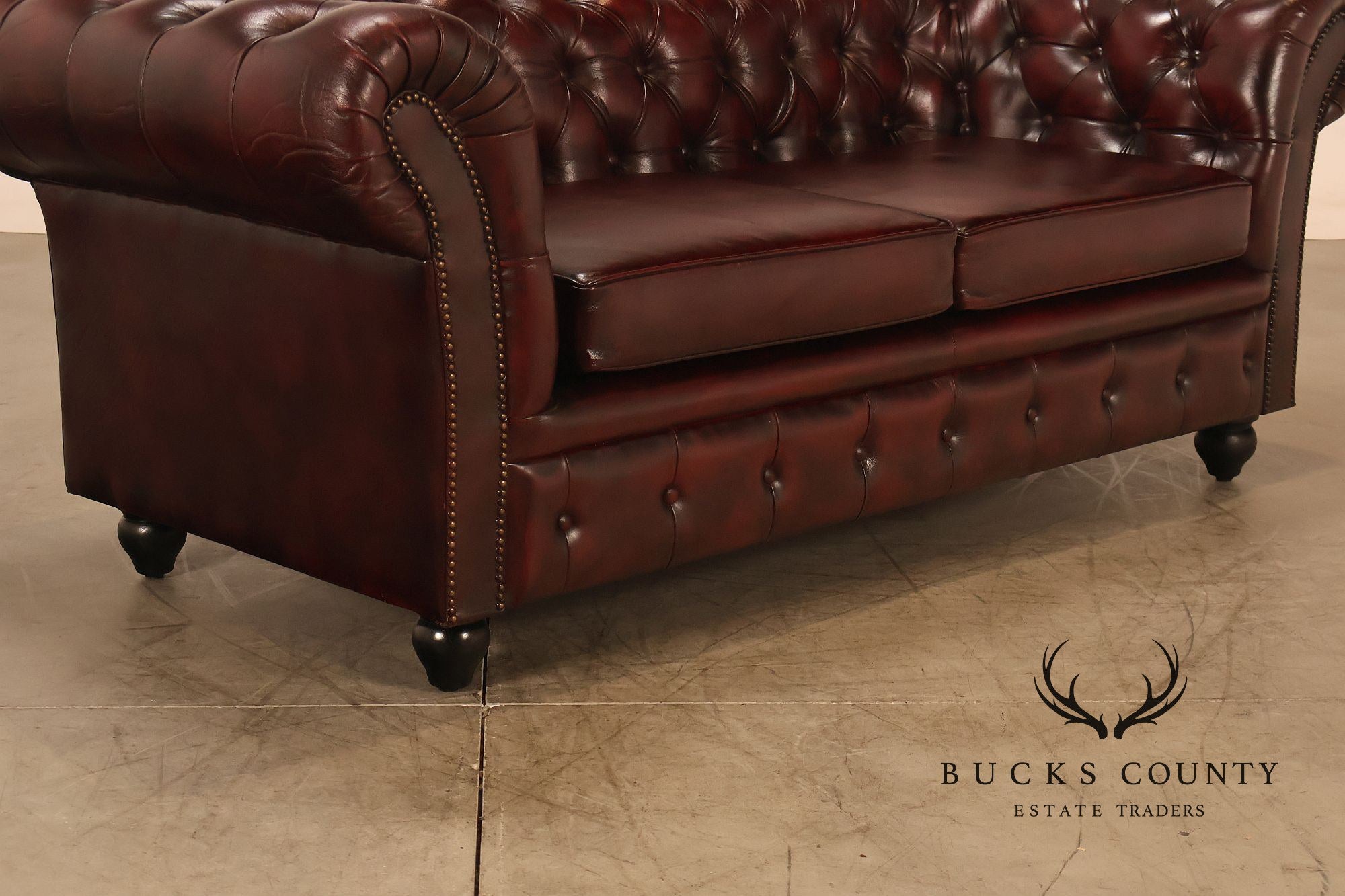Chesterfield Style Oxblood Leather Sofa