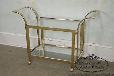 Mid Century Modern Brass & Glass Contemporary Serving Cart