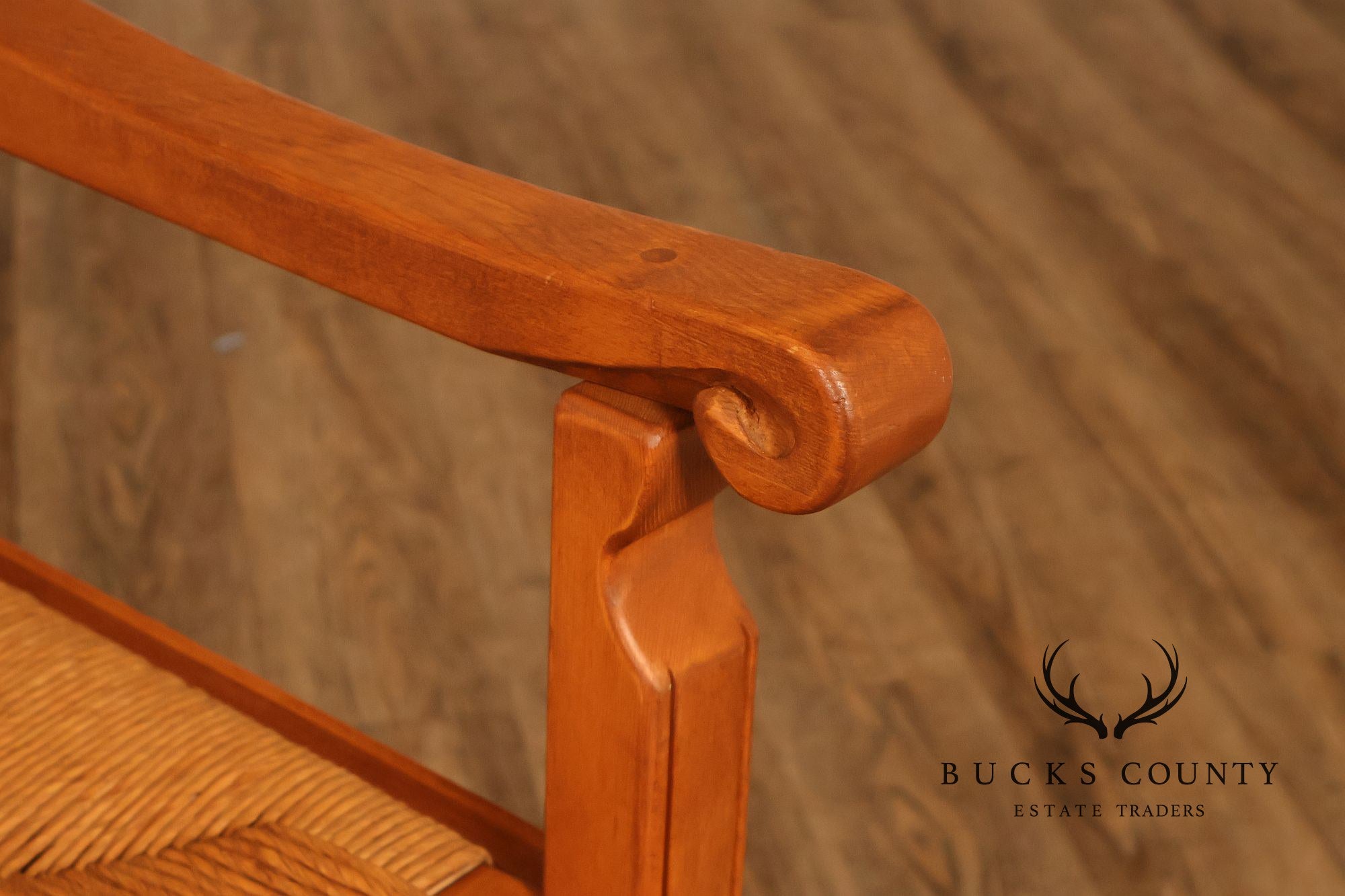 Vintage Southwestern Style Rush Seat Bench