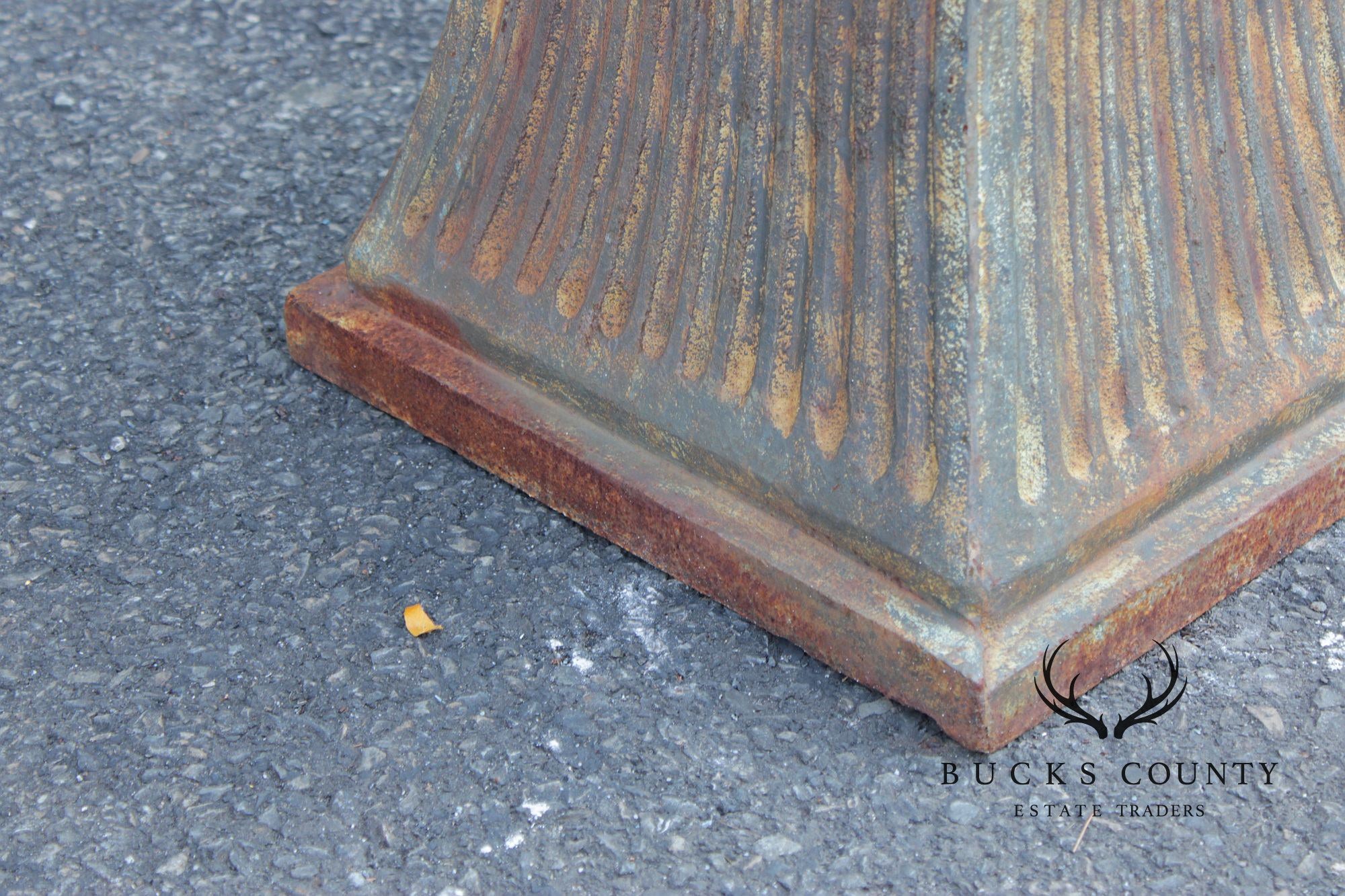 Neoclassical Style Pair Of Cast Iron Garden Planters Or Pedestal Bases