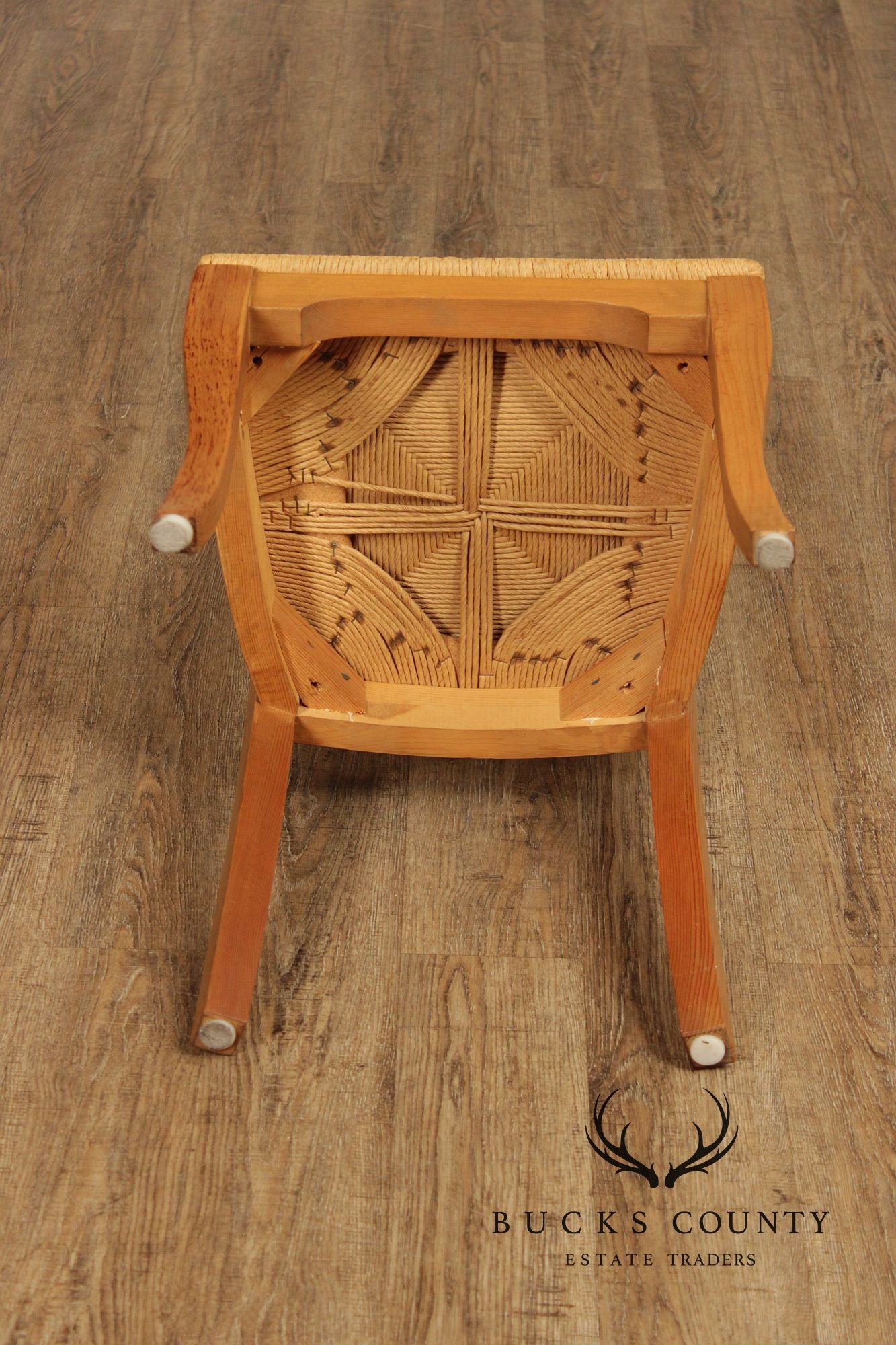 French Country Style Set Of 6 Rush Seat Dining Chairs