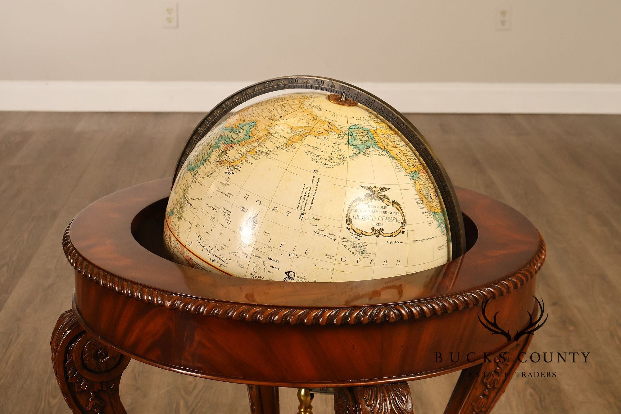 Maitland-Smith Mahogany Replogle World Globe Accent Table