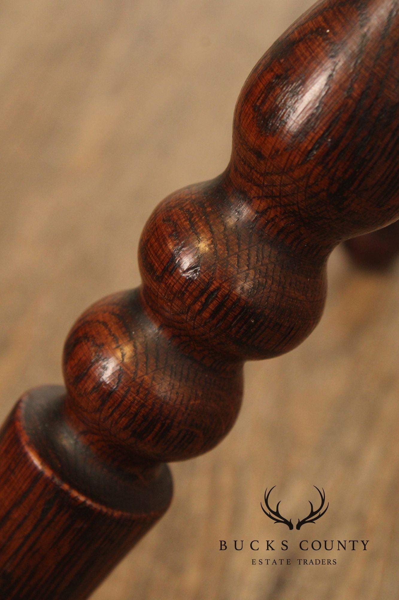 Antique Bobbin Turned Oak Hat Rack