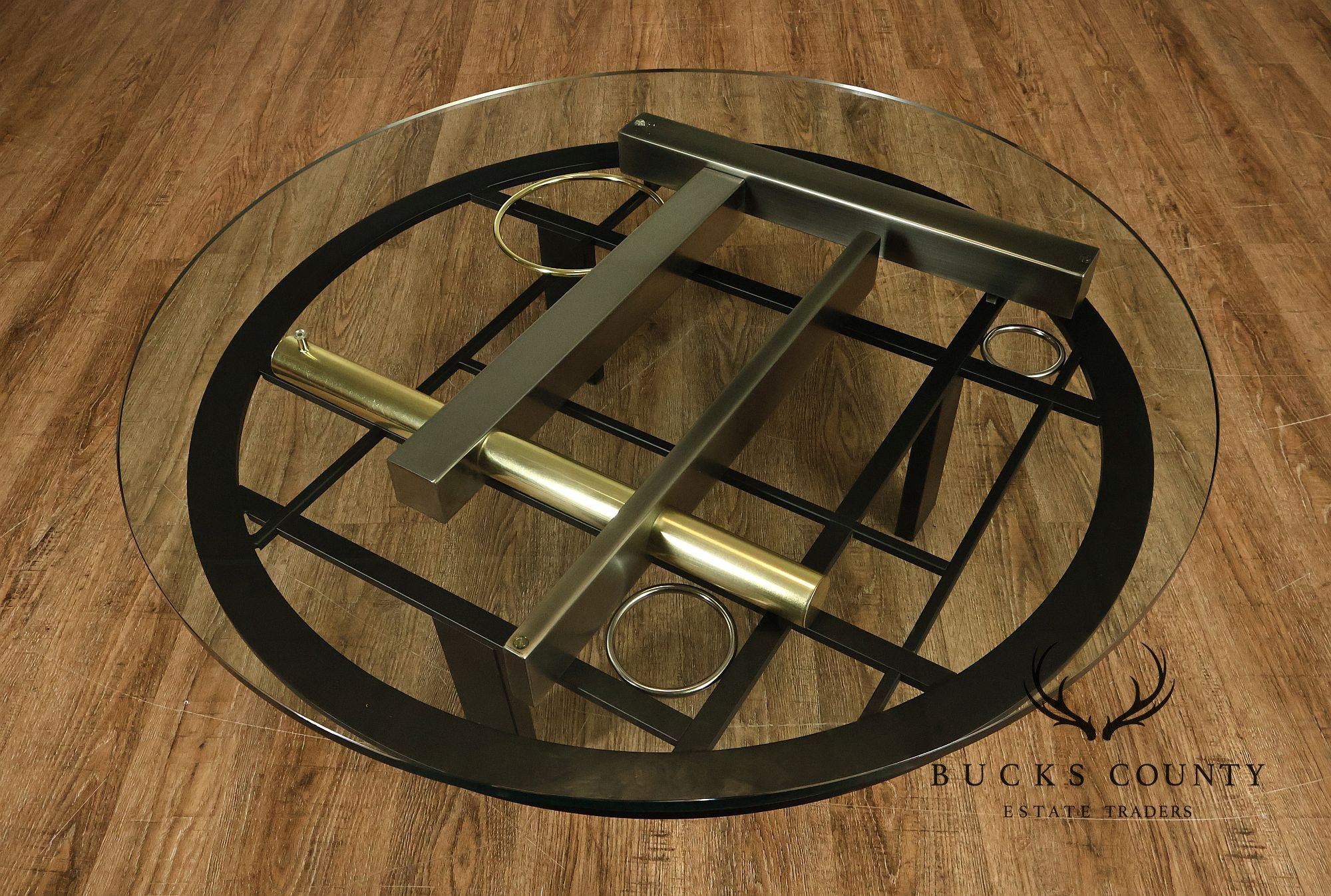 DIA Post Modern Round Glass Top Sculptural Coffee Table