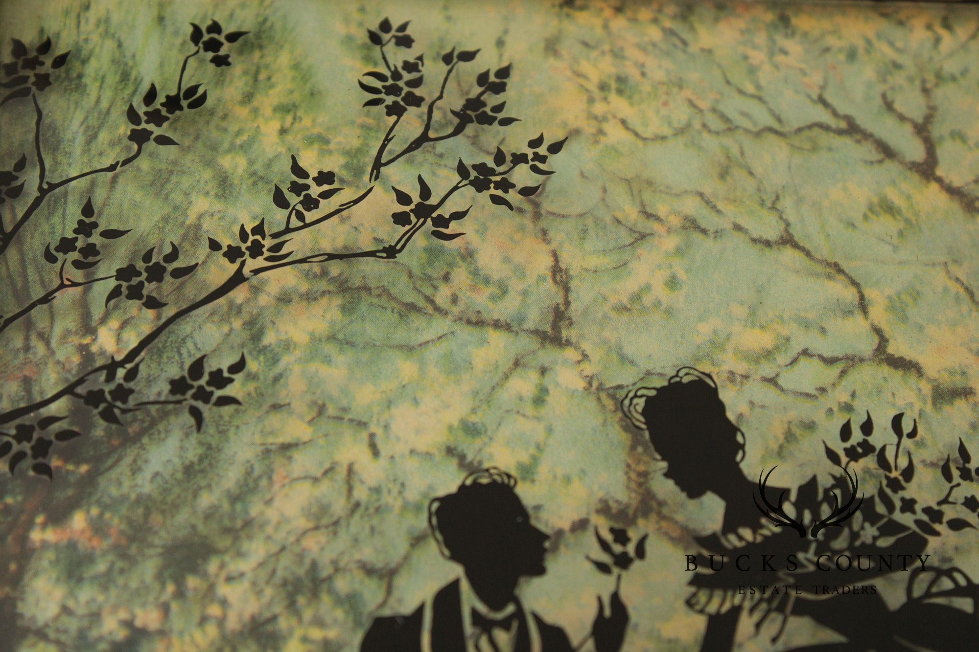 Vintage Pair of Reverse Painted Courtship Silhouettes