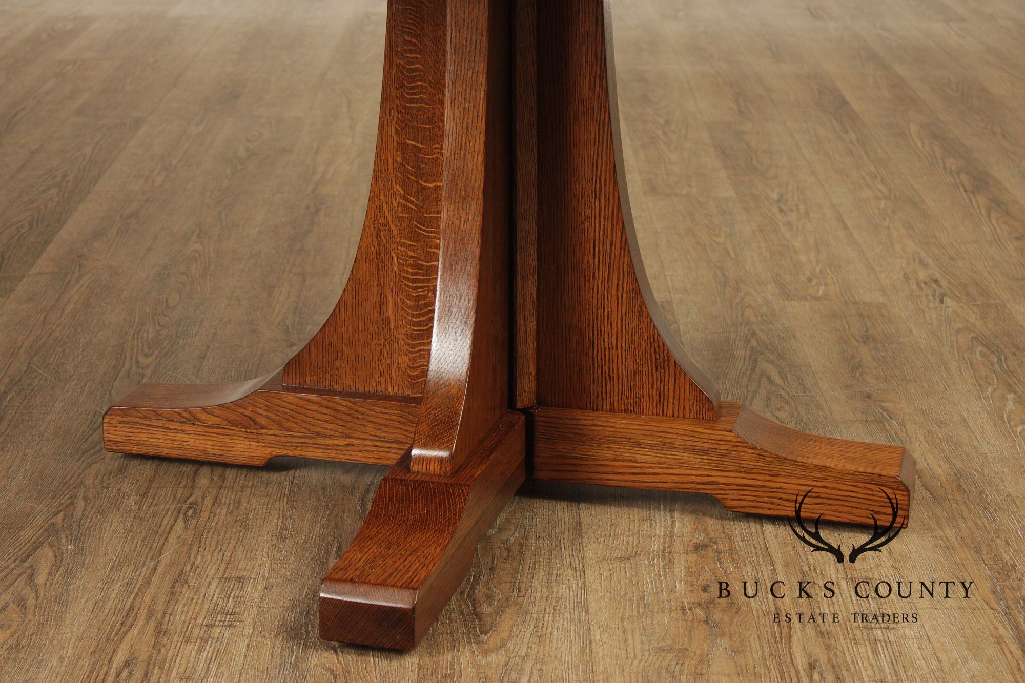 Stickley Mission Collection Round Oak Expandable Dining Table