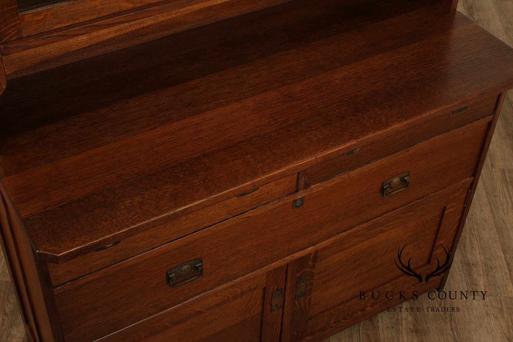 Stickley Brothers Antique Mission Oak Sideboard Hutch