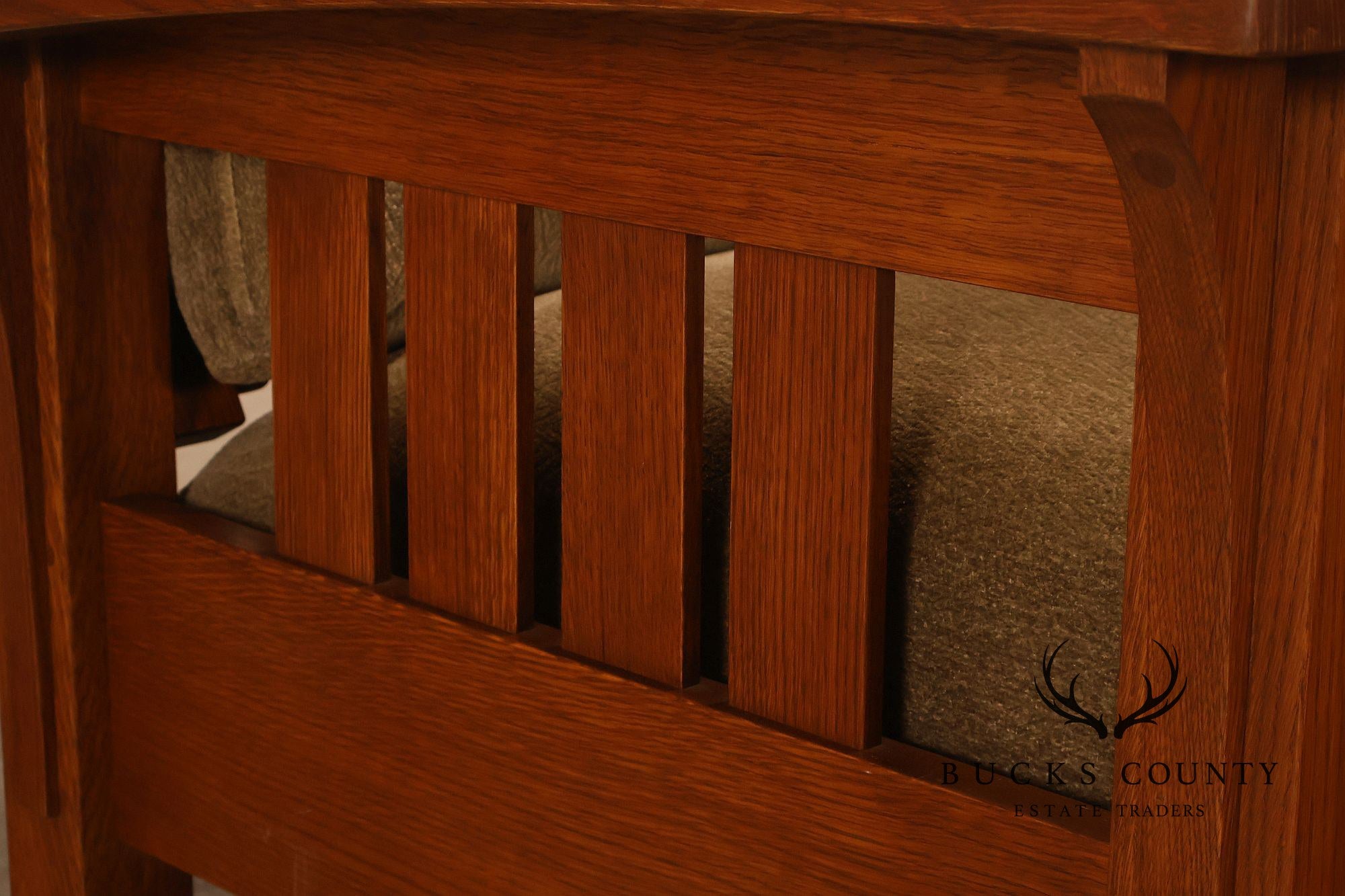 Stickley Mission Collection Oak And Custom Upholstery Bow Arm Morris Chair