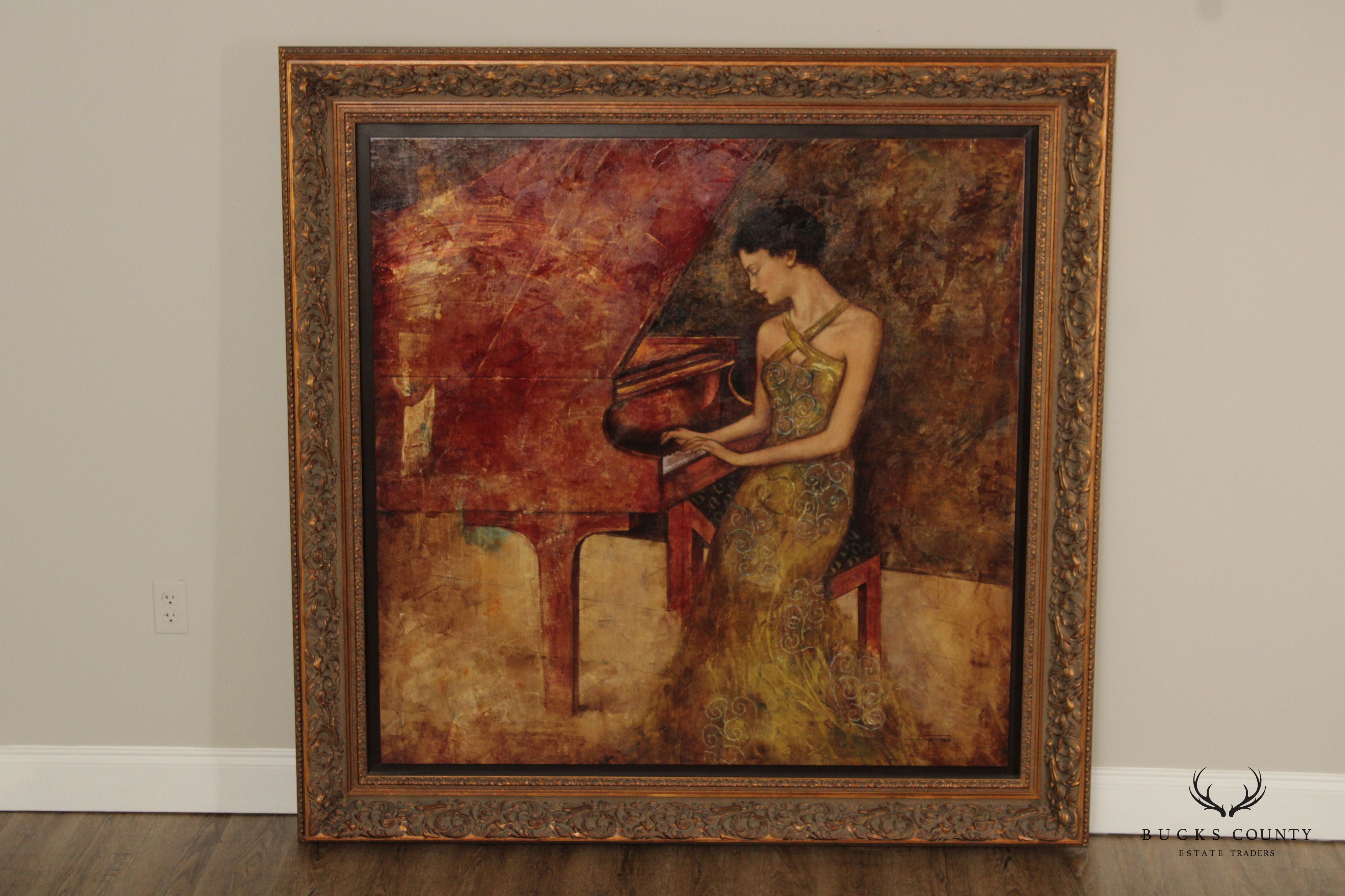 Francois Fressinier 'Piano Sonata' Large Serigraph on Canvas