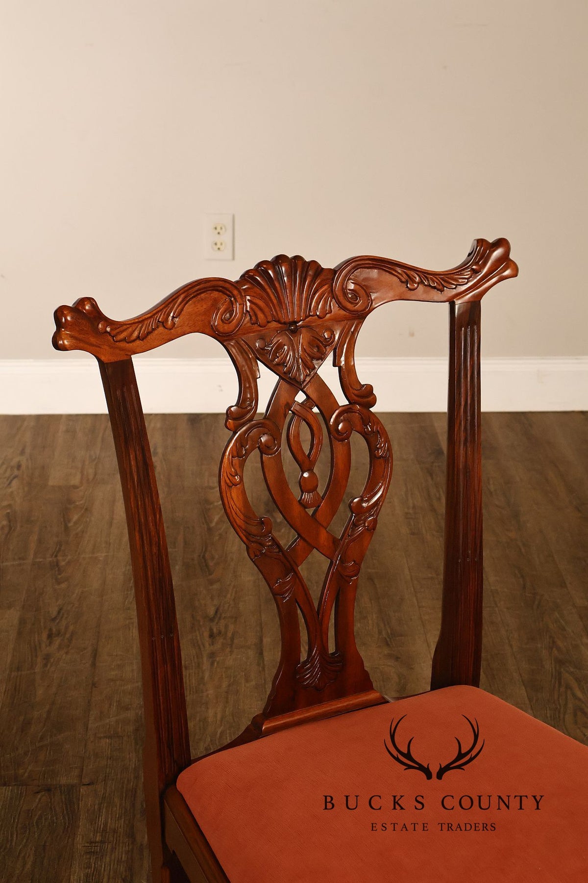 Chippendale Style Set Of 4 Carved Mahogany Side Dining Chairs