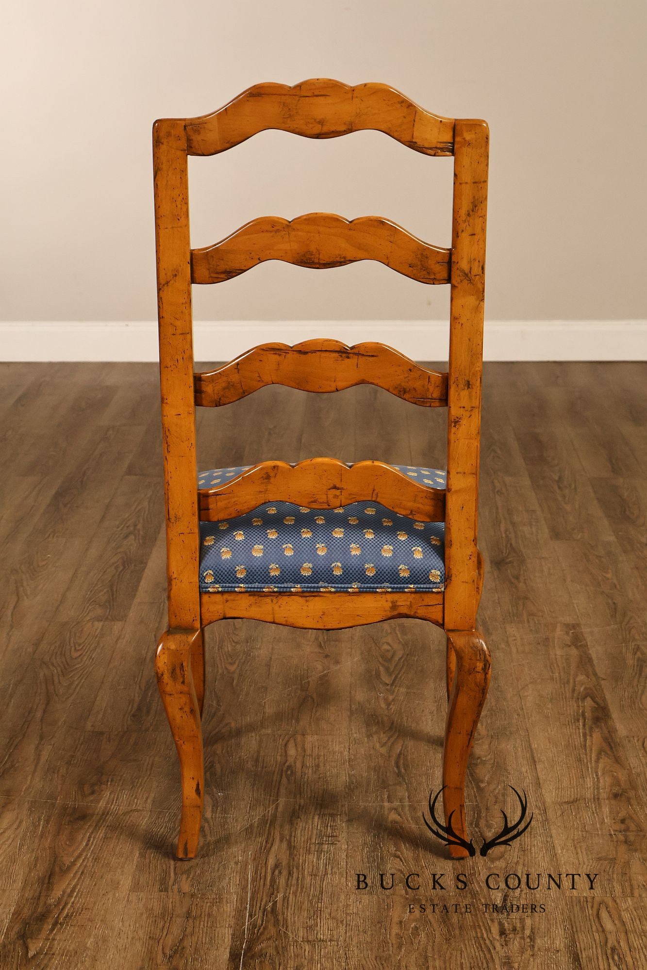 Guy Chaddock Basque Hickory Set Of Eight French Country Ladder Back Dining Chairs