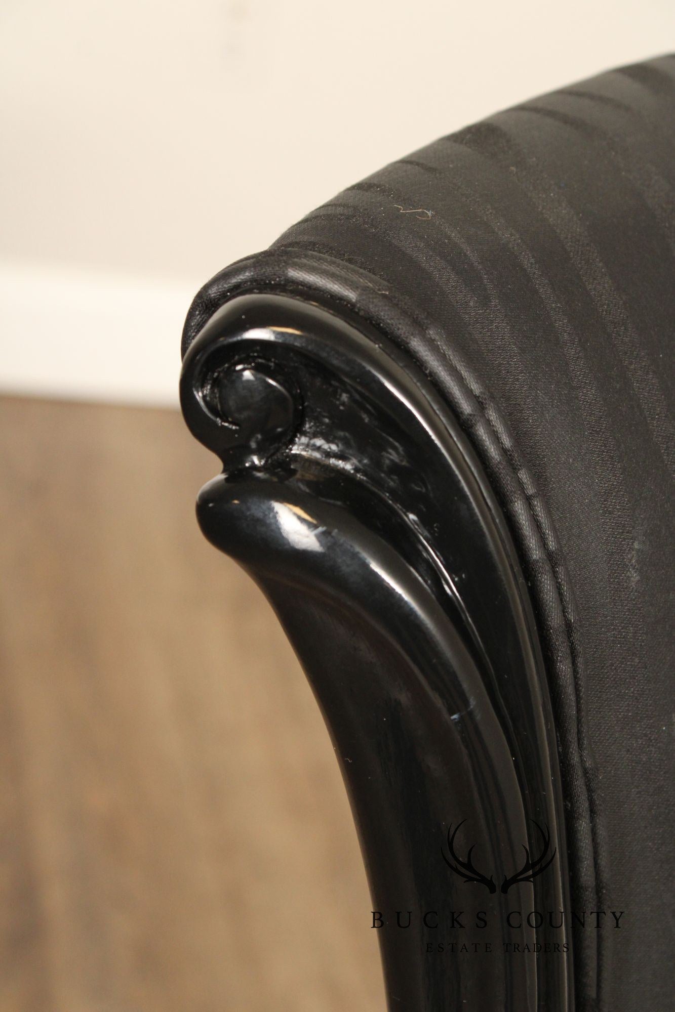 Italian Art Deco Style Set of Eight Ebonized Dining Chairs