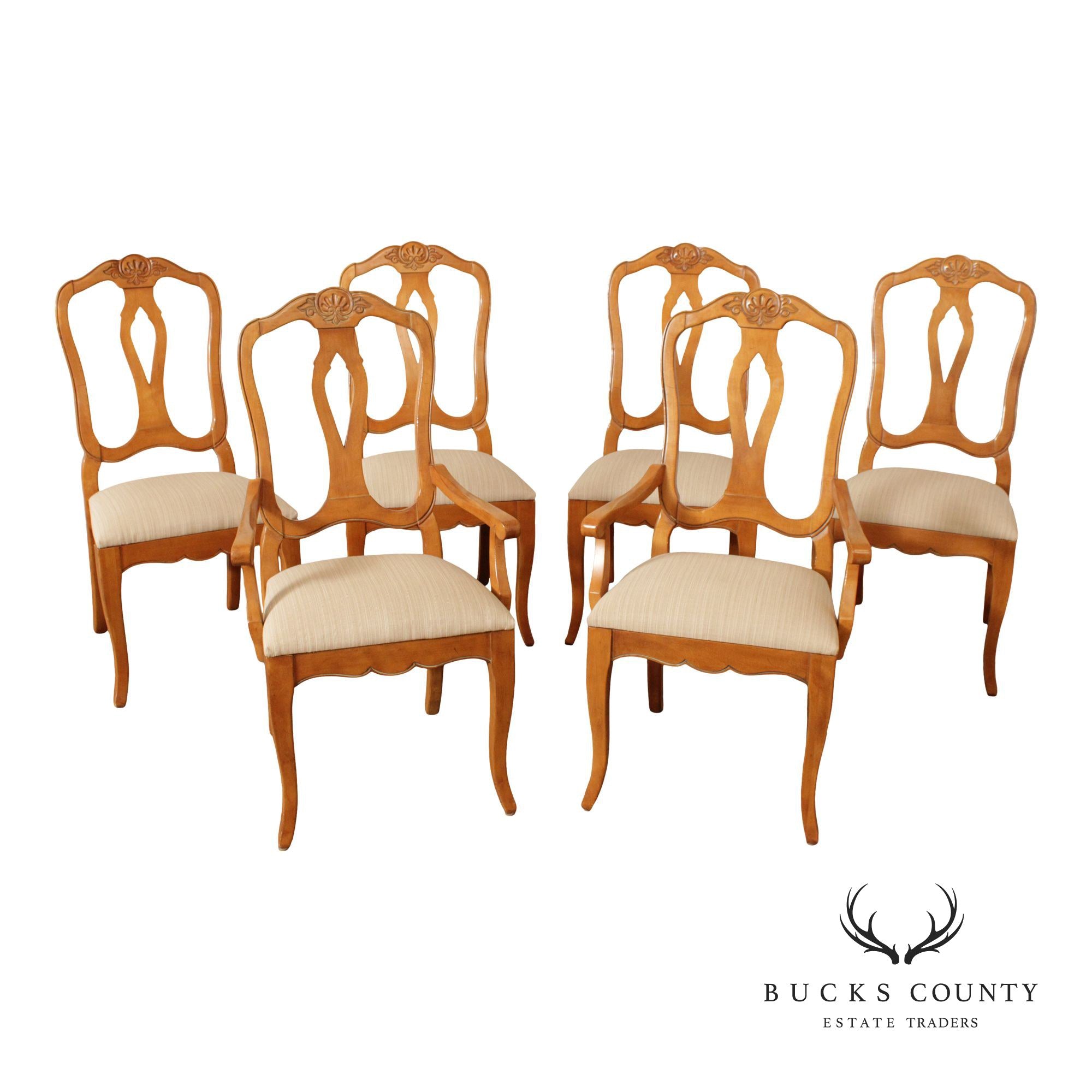 Ethan Allen 'Country French' Set of Six Maple Dining Chairs