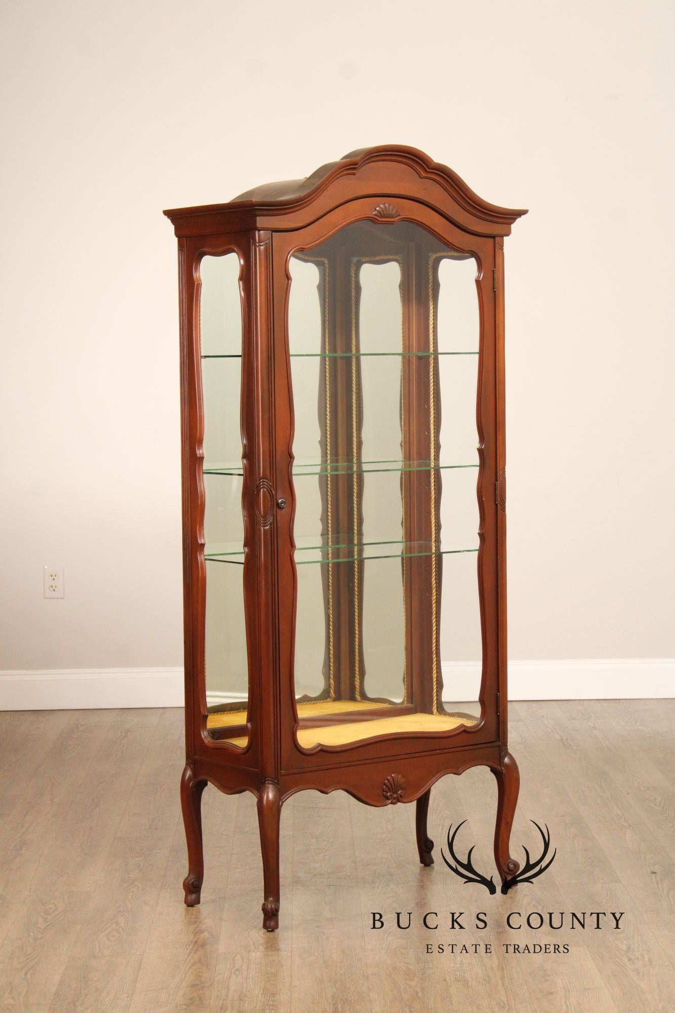 French Style Vintage Glass Curio Vitrine Cabinet