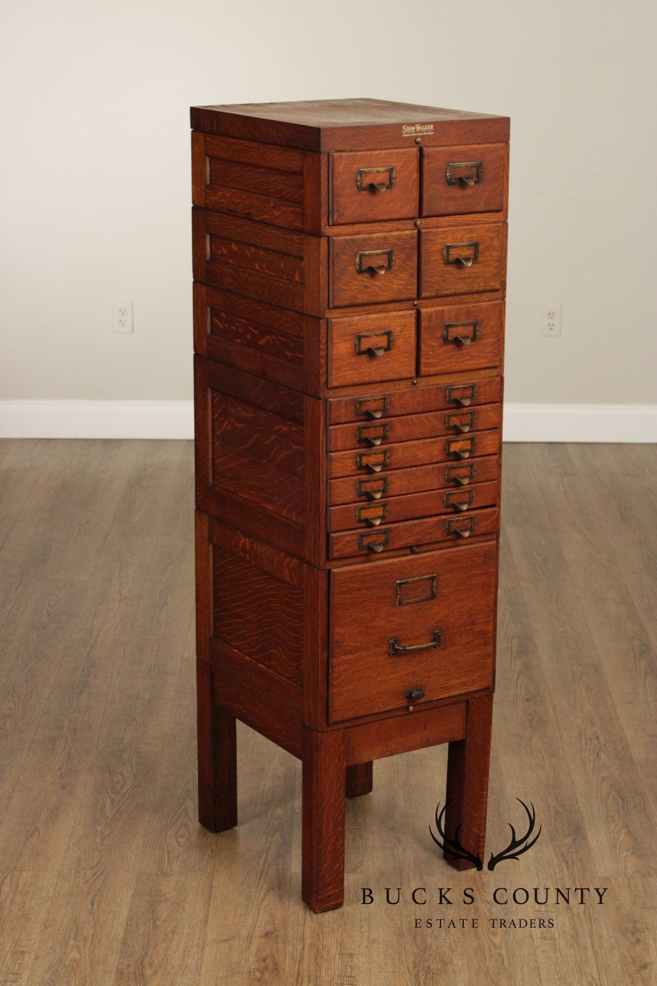 Shaw-Walker Oak File and Card Cabinet