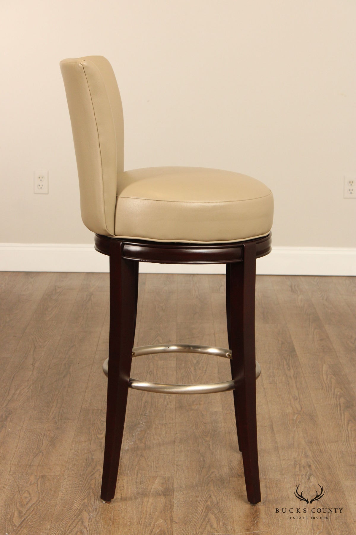 Designmaster Set Of Four 'Danbury' Leather Swivel Bar Stools