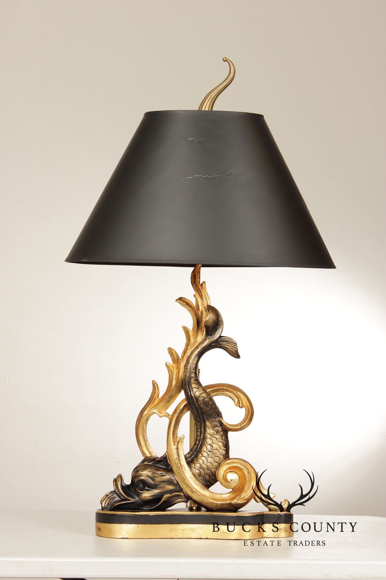 Chelsea House Gilt Carved Dolphin Table Lamp