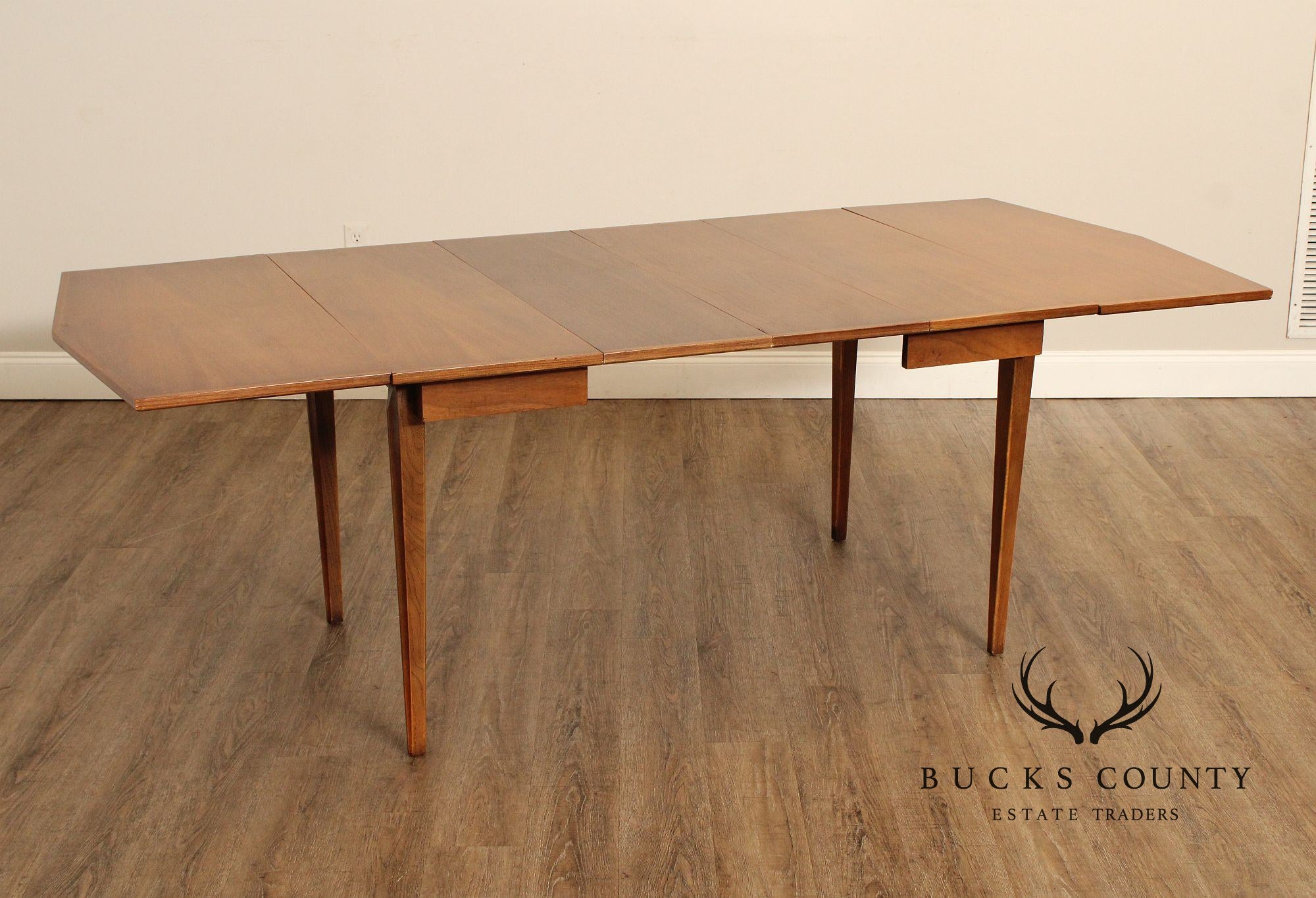 Mid Century Modern Walnut Extendable Drop Leaf Dining Table