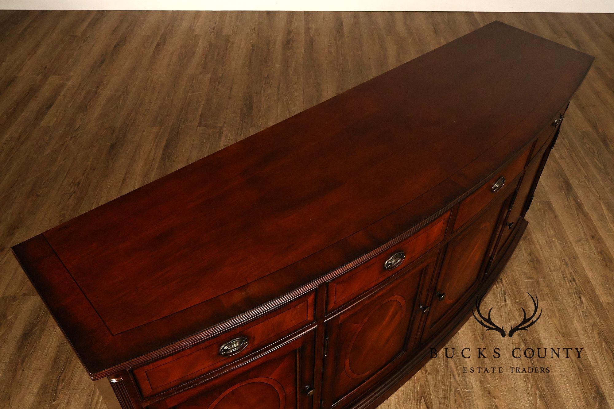 Drexel Heritage British Accents Curved Mahogany Dining Buffet Sideboard