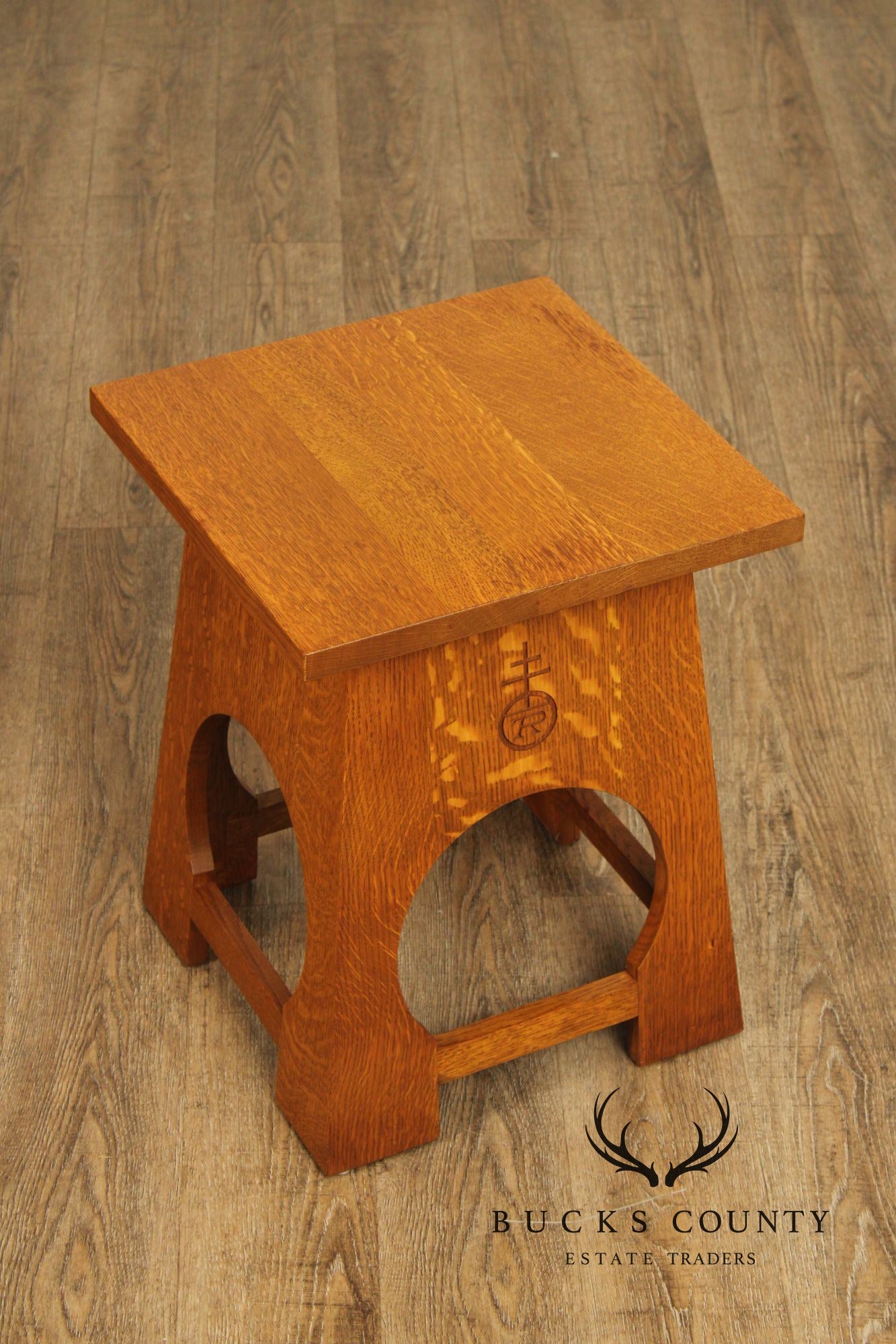 Stickley Mission Collection Oak Roycroft Tabouret