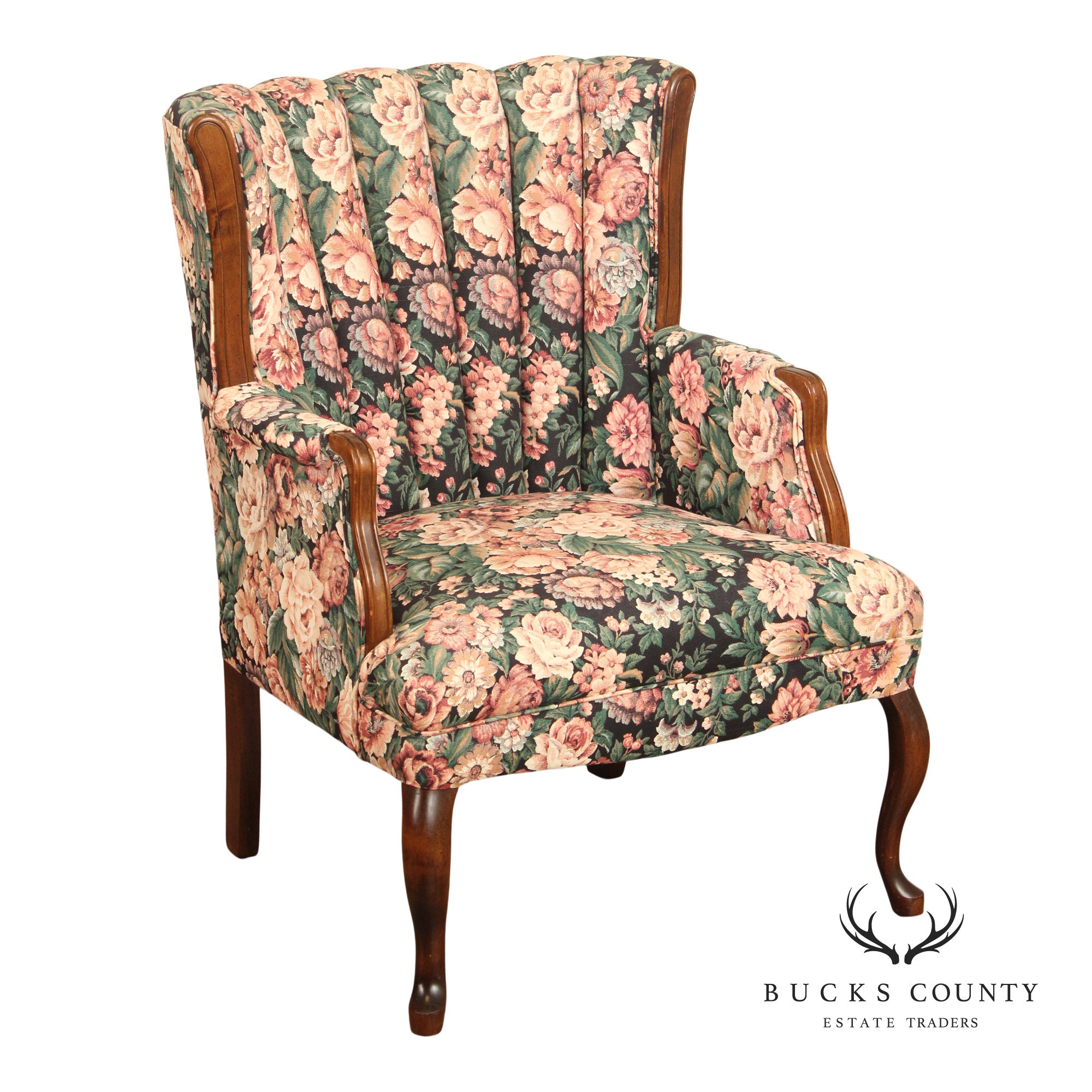 Queen Anne Style Channel Back Armchair