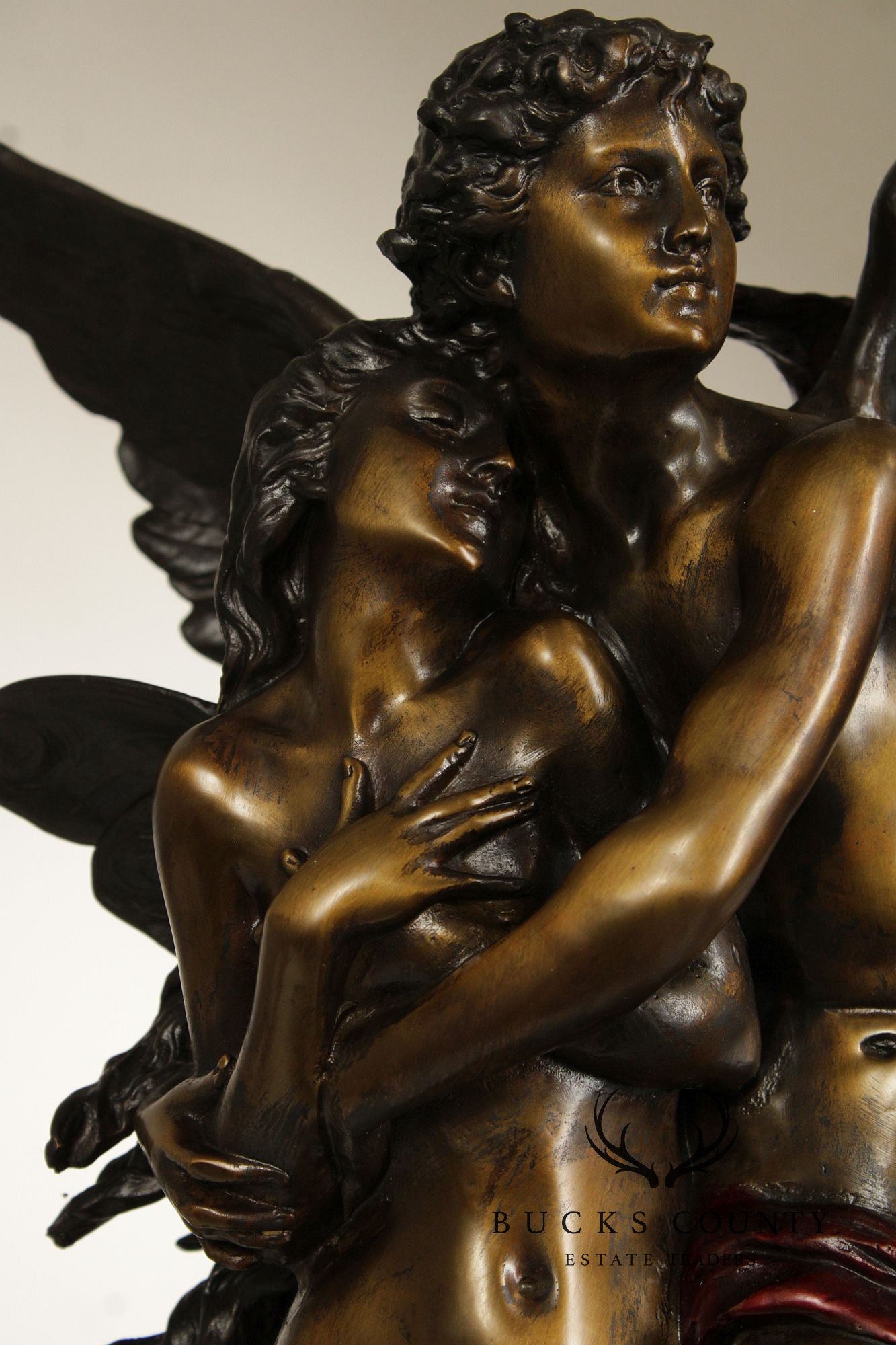 Henri Godet Bronze Statue, 'Cupid & Psyche'