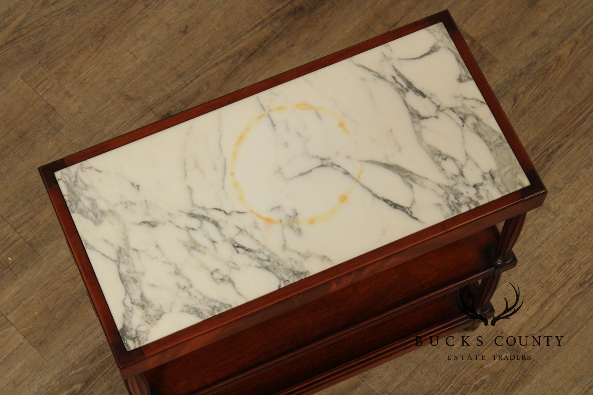 Regency Style Vintage Marble Top Mahogany Side Table
