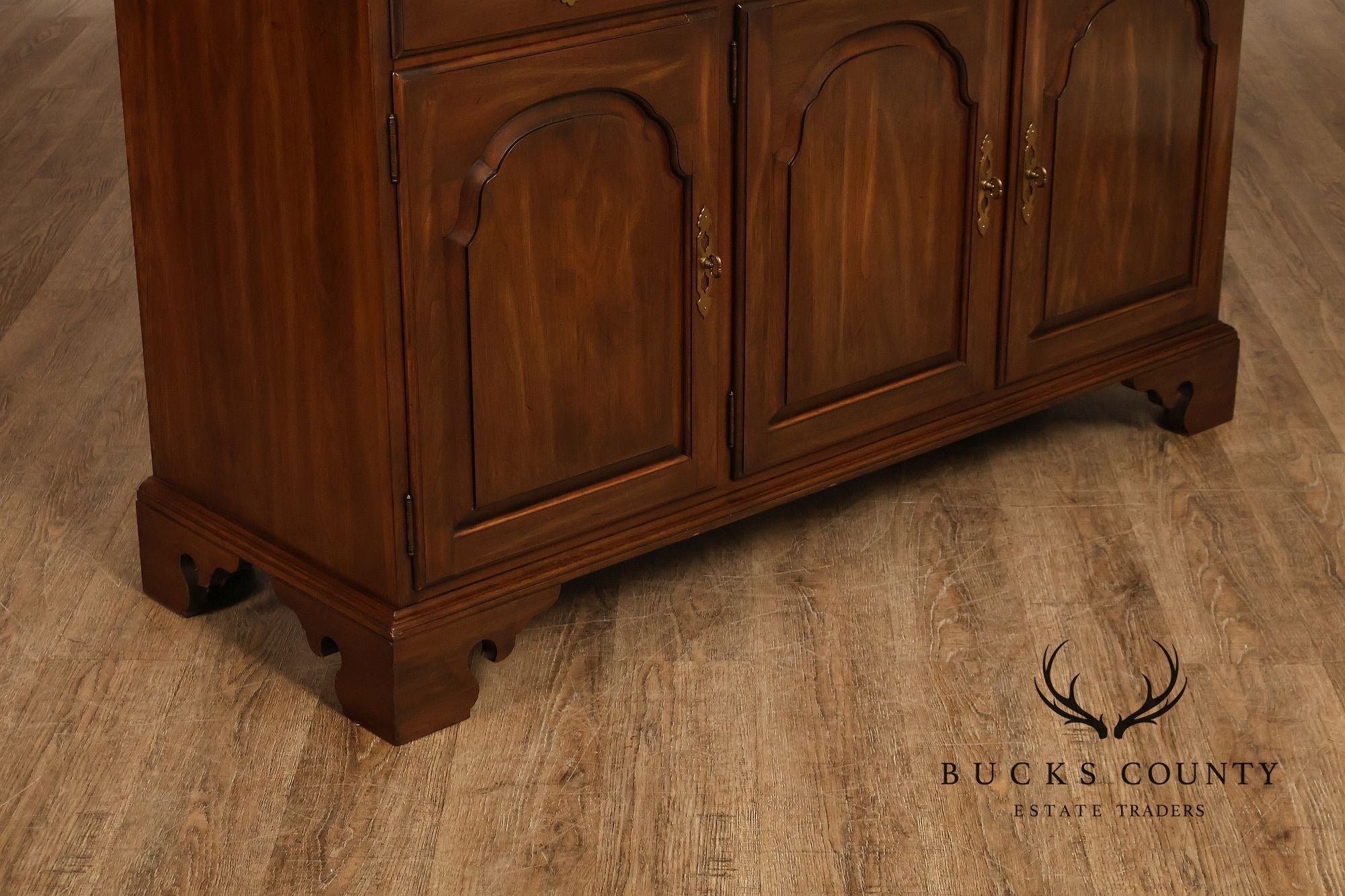 Ethan Allen Georgian Court Style Cherry Step Back Hutch China Cabinet