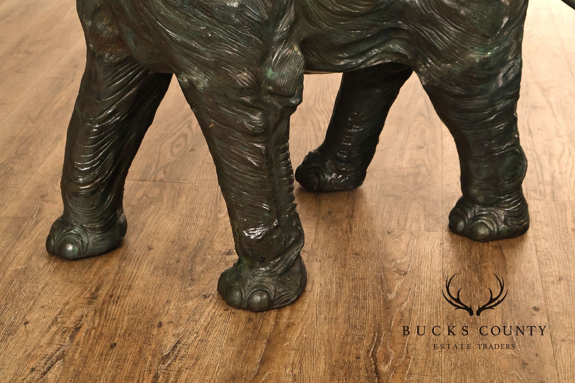 Monumental Patinated Bronze Elephant Statue