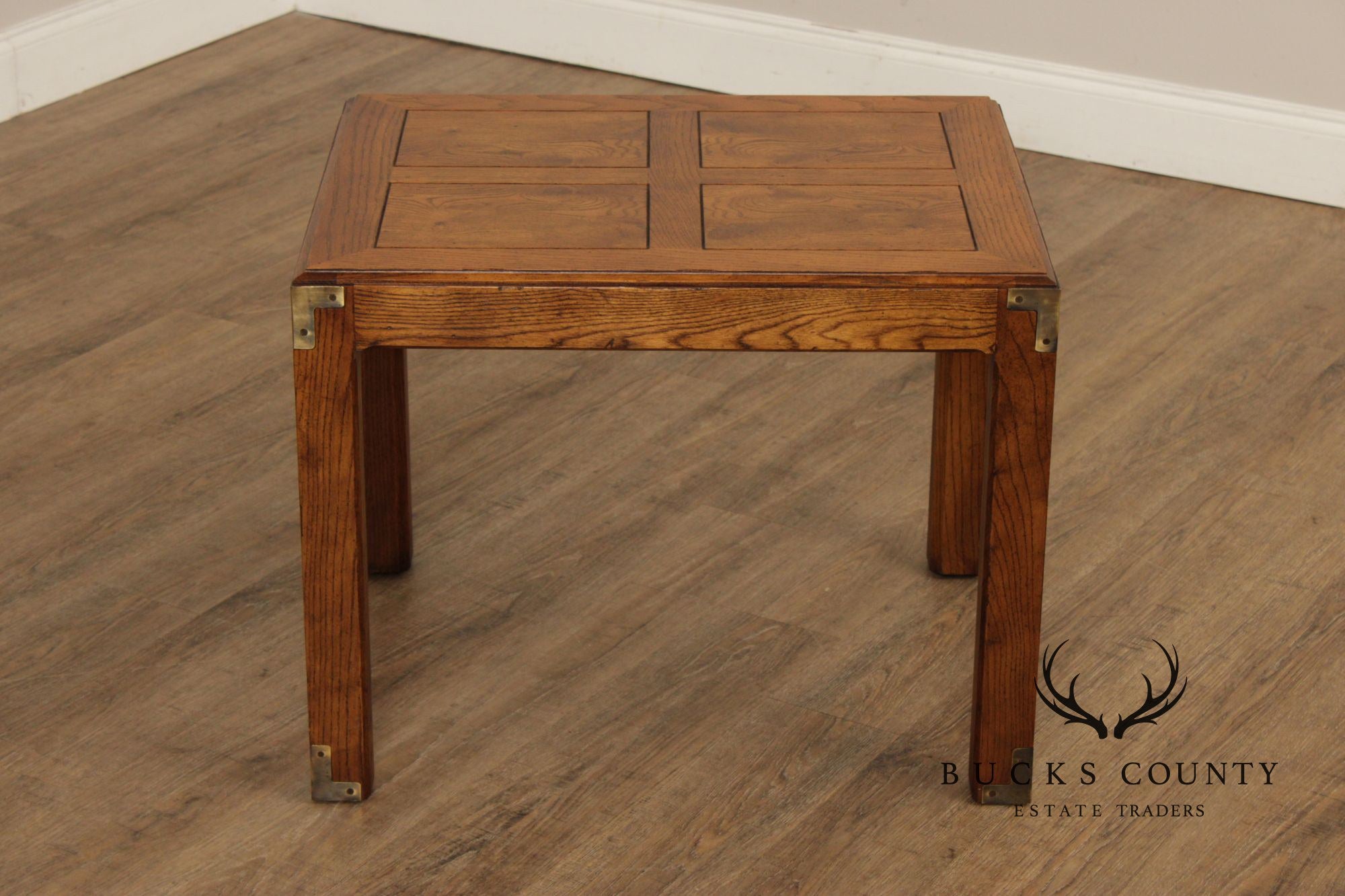 Henredon 'Artefacts' Oak and Brass Campaign End Table