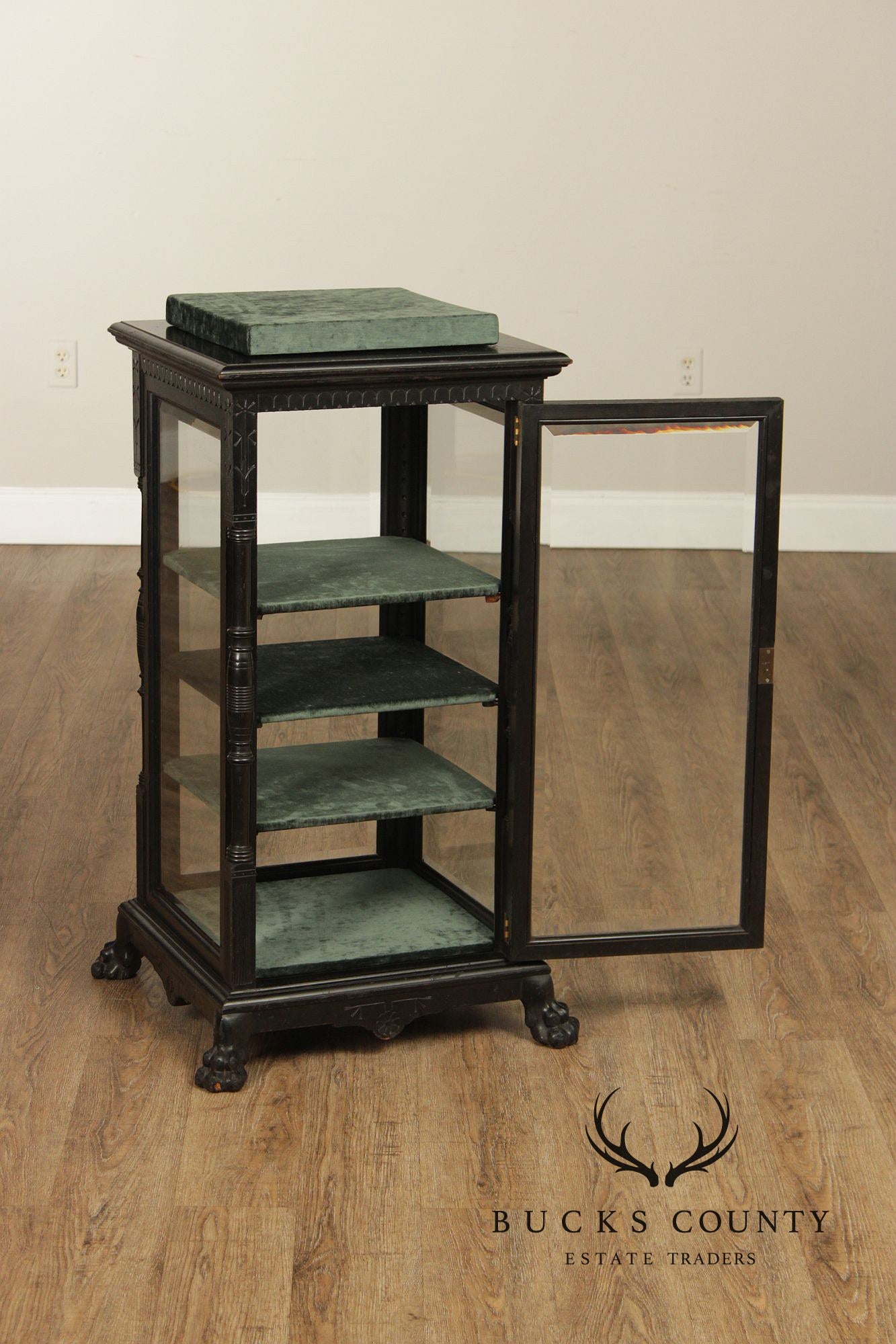 Antique Aesthetic Ebonized Jewelers Display Cabinet