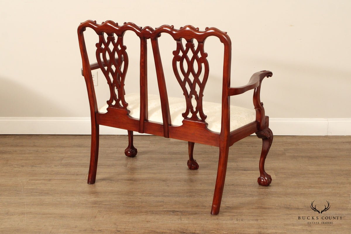 Georgian Style Carved Mahogany Double Bench