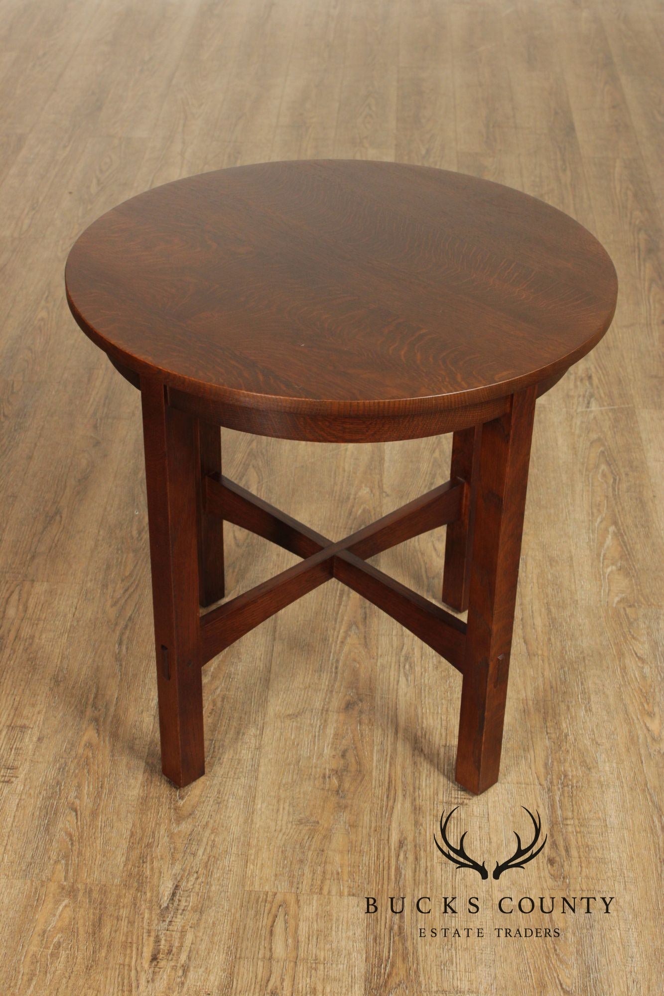 Stickley Mission Collection Oak Round Lamp Table