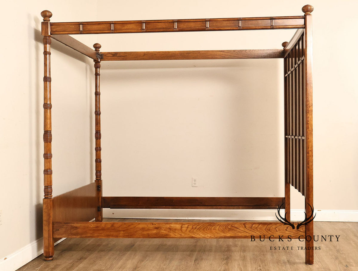 British Colonial Style Faux Bamboo Queen Canopy Bed