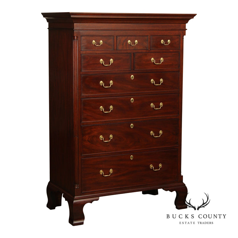 Henkel Harris Chippendale Style Mahogany New Market Tall Chest