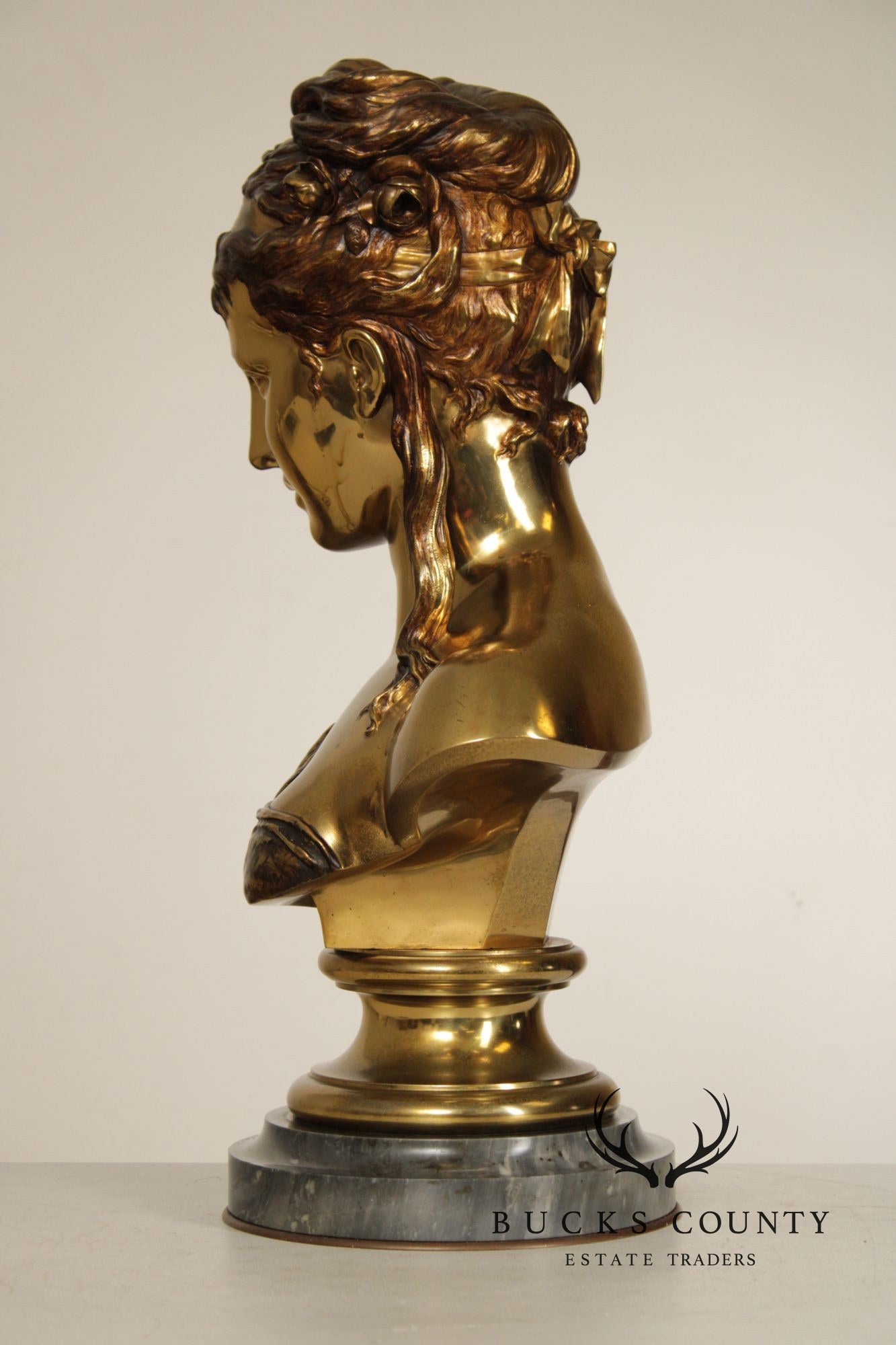 Etienne-Henri Dumaige Gilt Bronze Bust of a Woman
