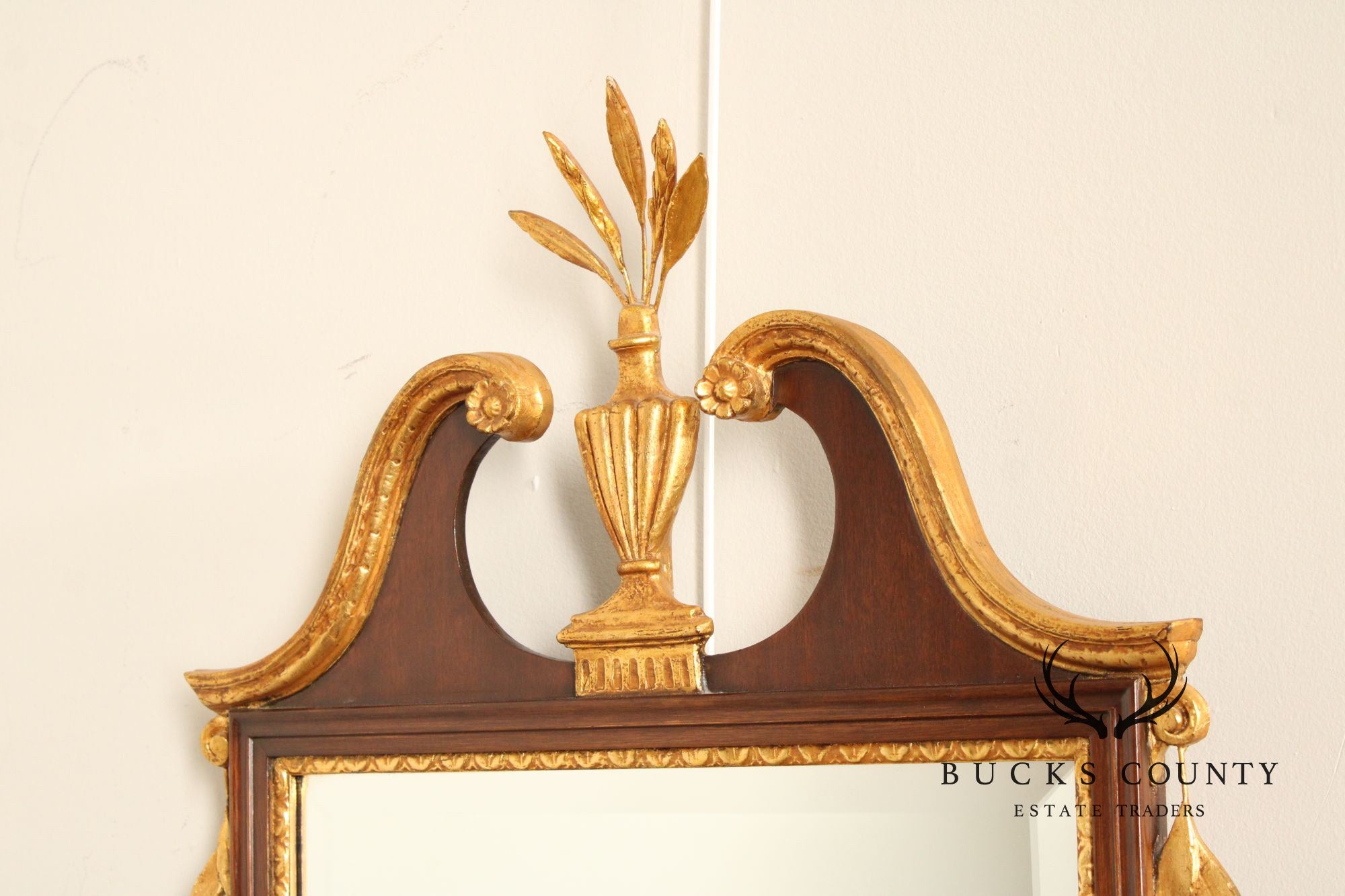 Friedman Brothers Chippendale Style Partial Gilt Mahogany Mirror