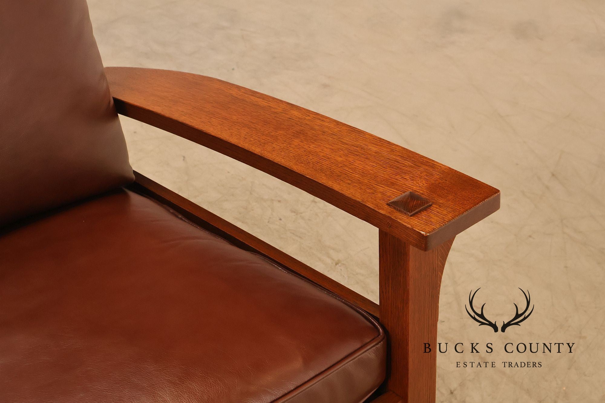 Stickley Mission Collection Oak And Leather Lounge Chair