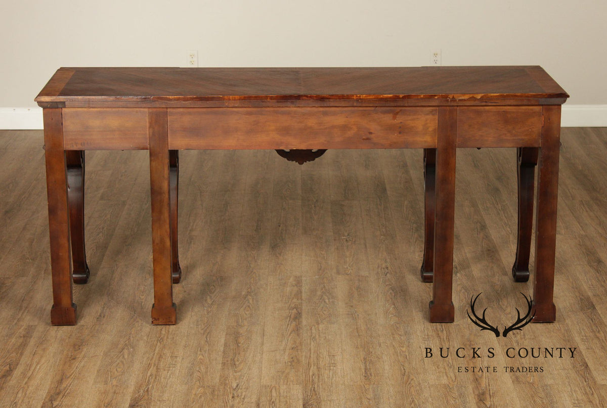 Traditional Georgian Style Carved Walnut Console Table