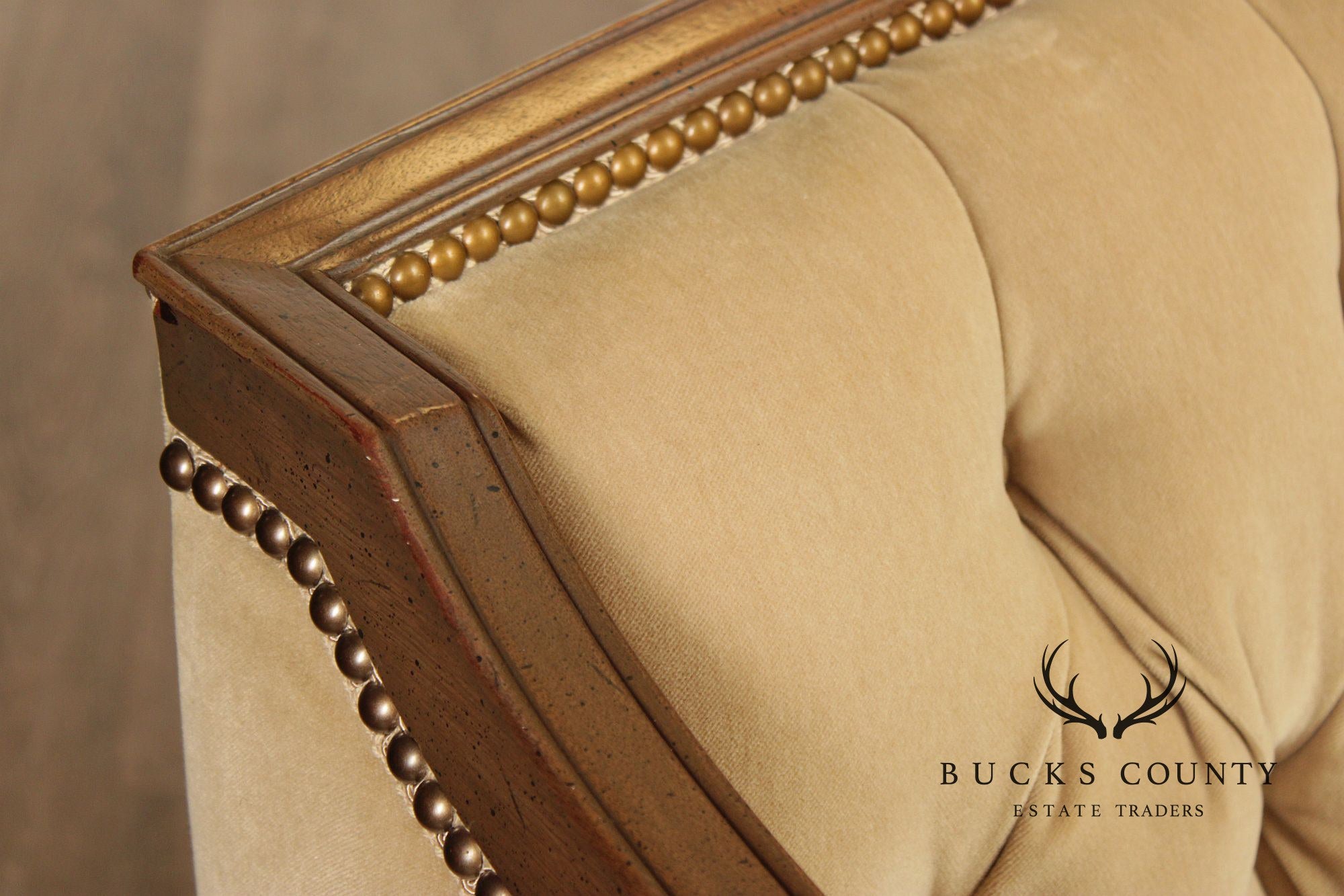 Sheraton Style Vintage Mahogany Tufted Sofa