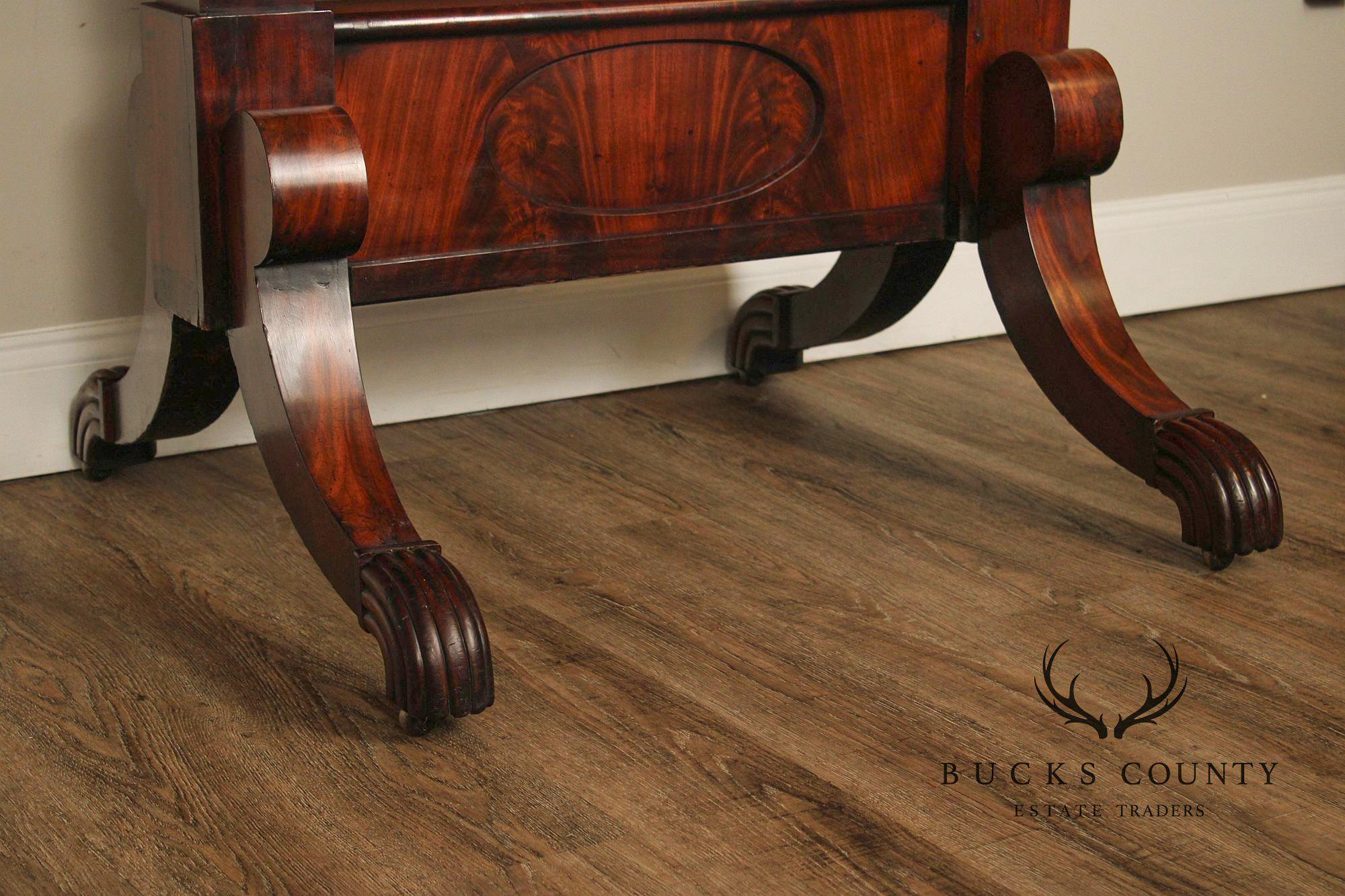 Antique French Empire Mahogany Cheval Mirror