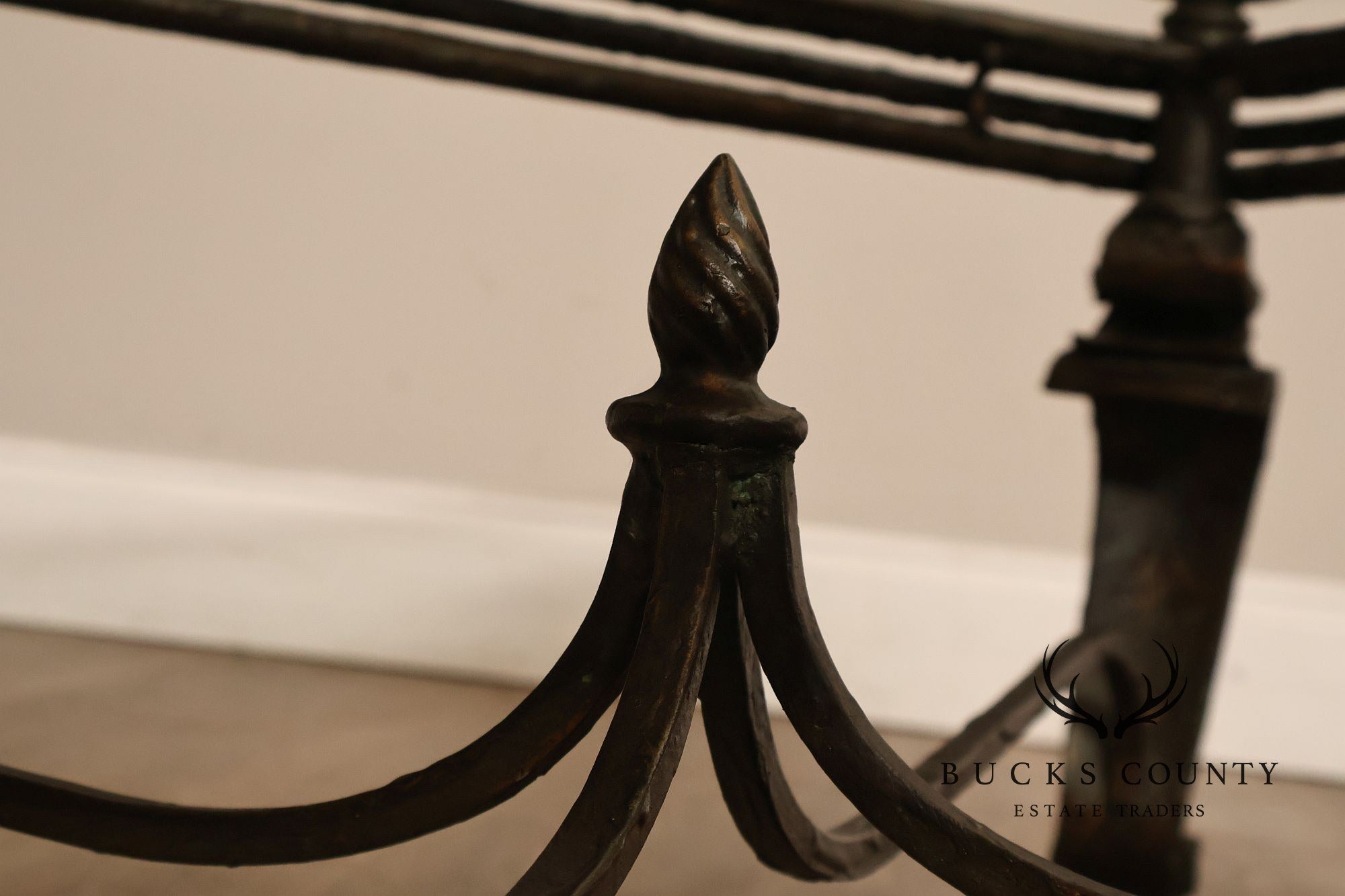 Neoclassical Style Iron And Glass Coffee Table