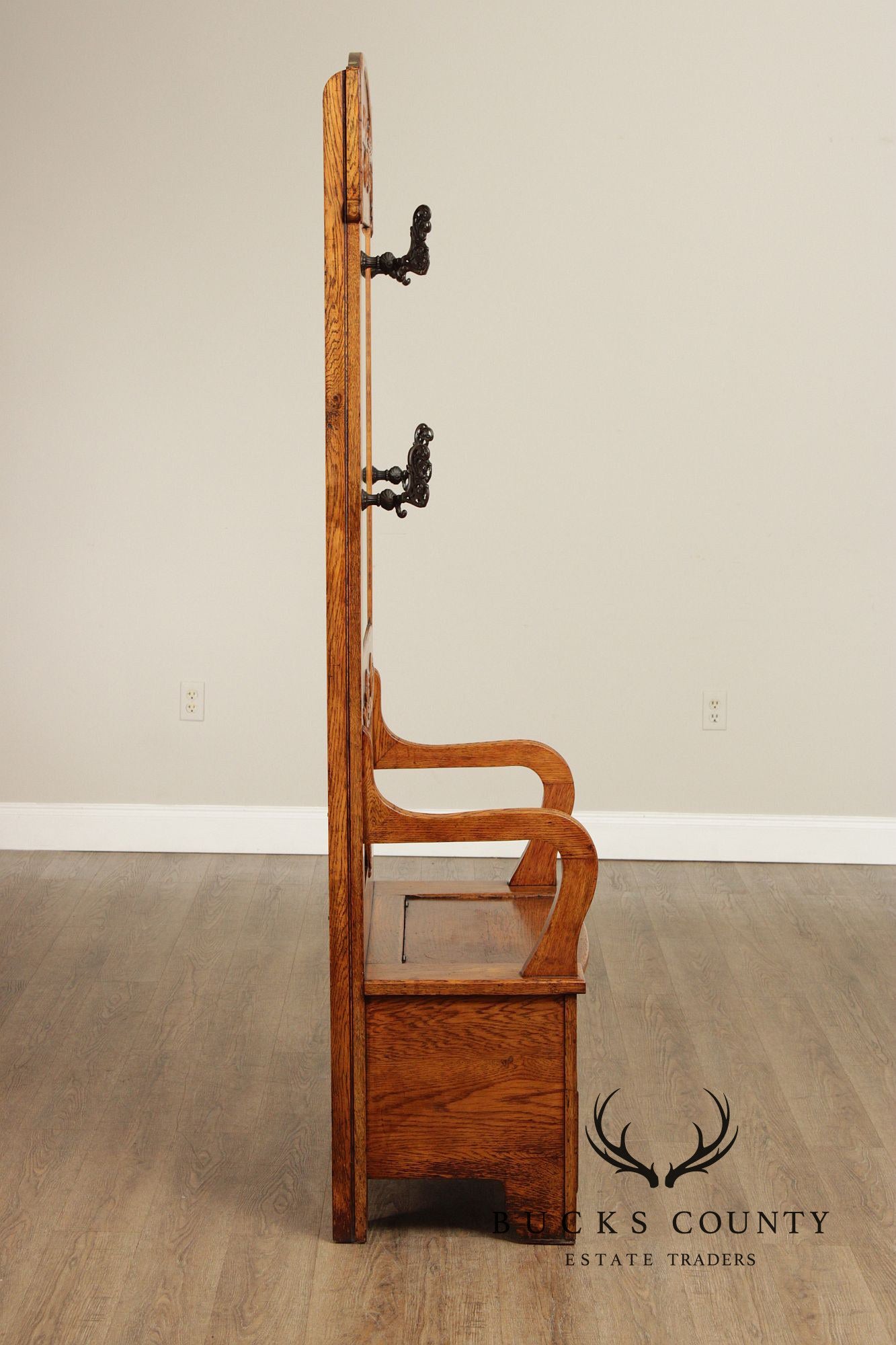 Antique Victorian Carved Oak Hall Tree