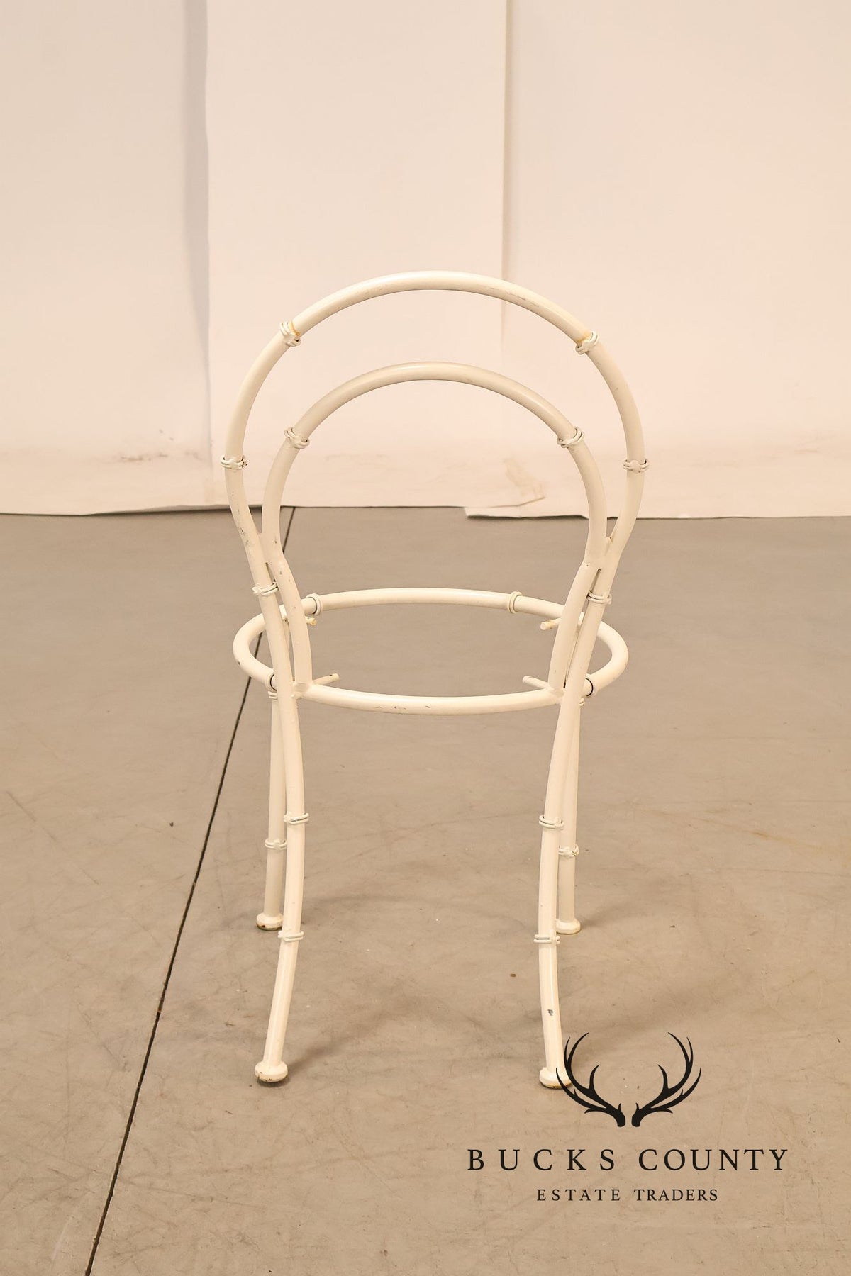 Vintage White Painted Wrought Iron Outdoor Chair Frame