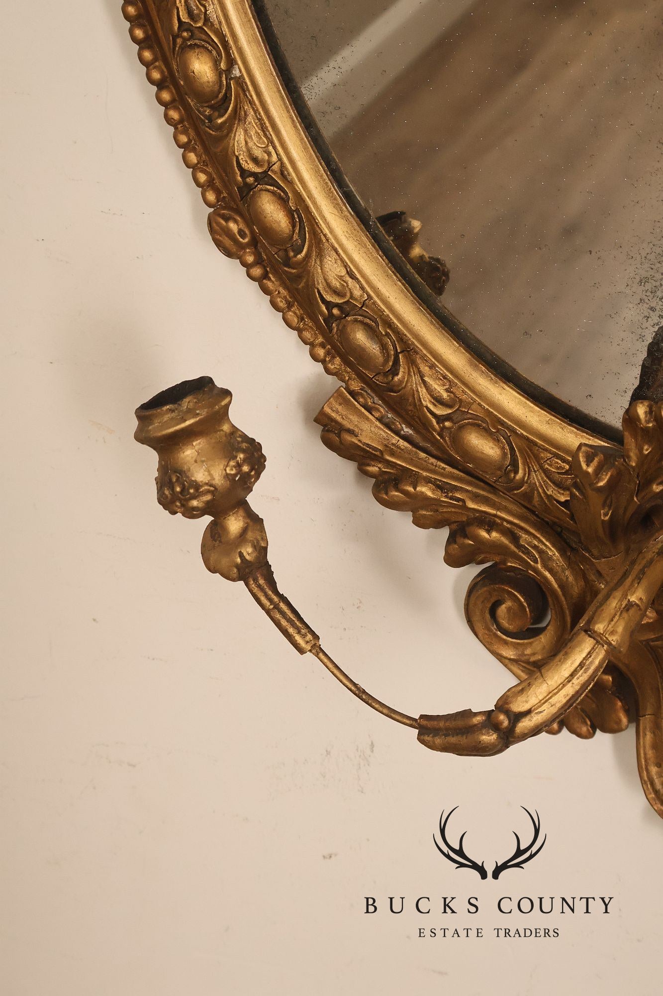 Antique French Giltwood Girandole Mirror