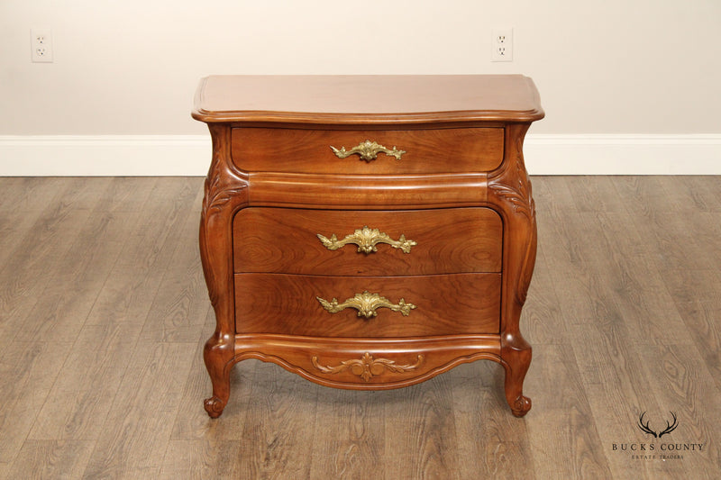 French Louis XV Rococo Style Pair Bombe Chest Nightstands