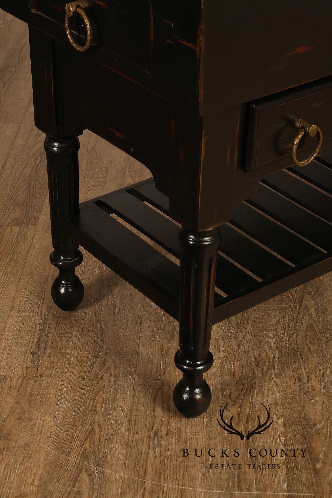 French Colonial Style Butcher Block Kitchen Island