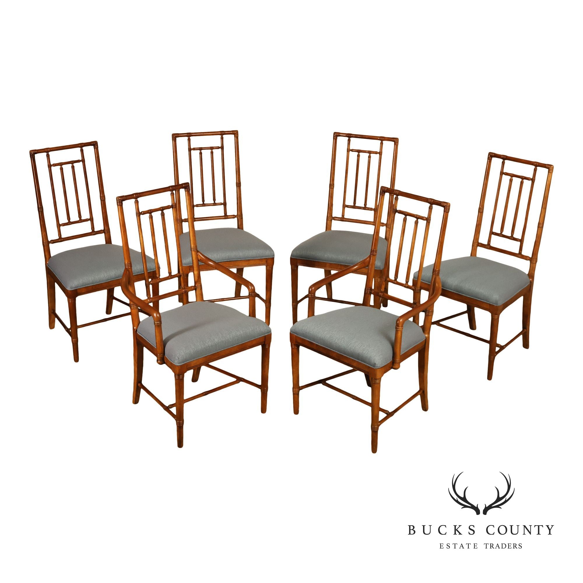 Drexel Heritage Vintage Set of Six Faux Bamboo Dining Chairs