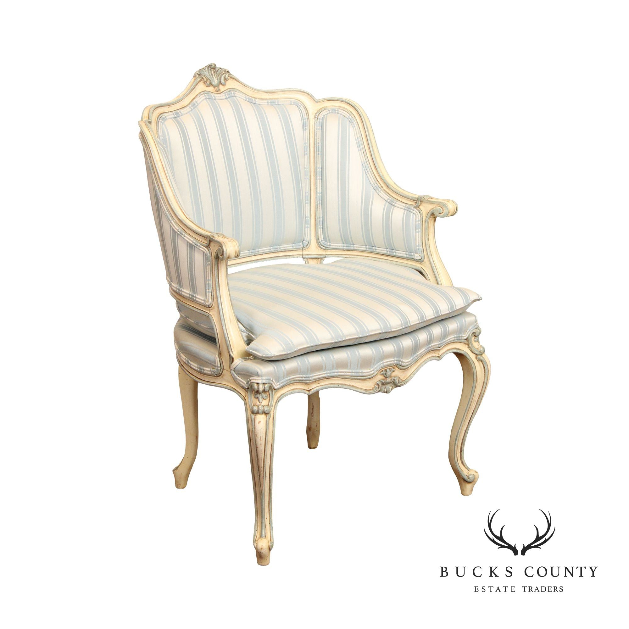 Karges French Provincial Style Painted Bergere Armchair