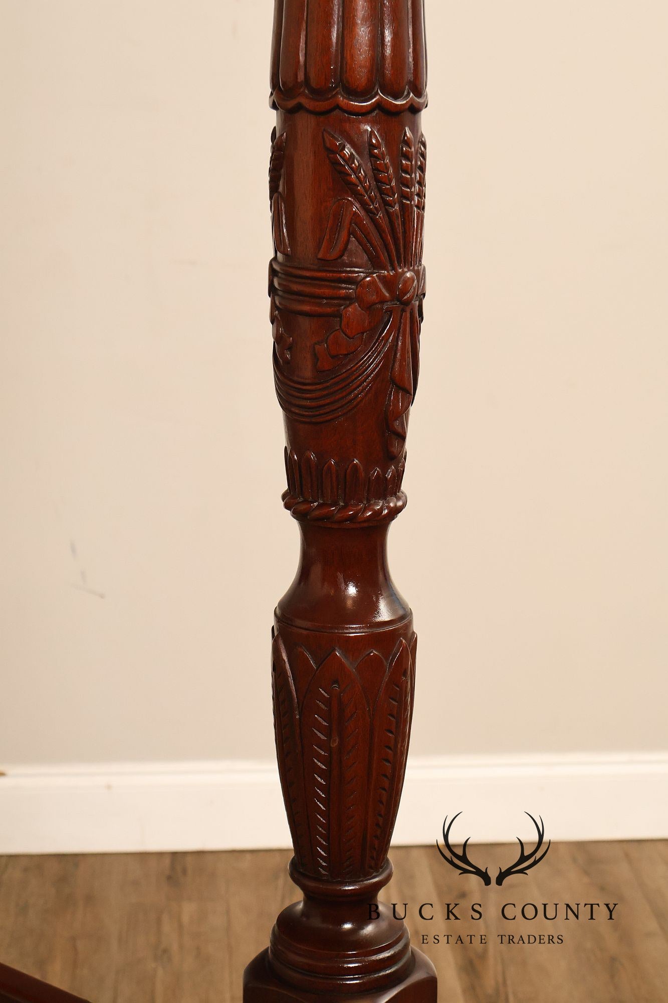 Lexington Queen Size Solid Mahogany Rice Carved Poster Bed